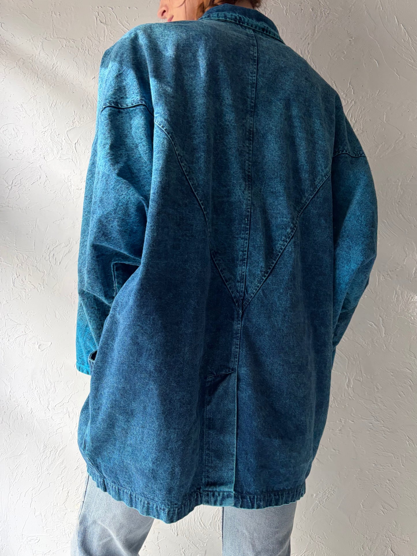 80s 'Pado' Retro Acid Wash Denim Jacket / 1980s Jean Western Blazer Jacket / Large