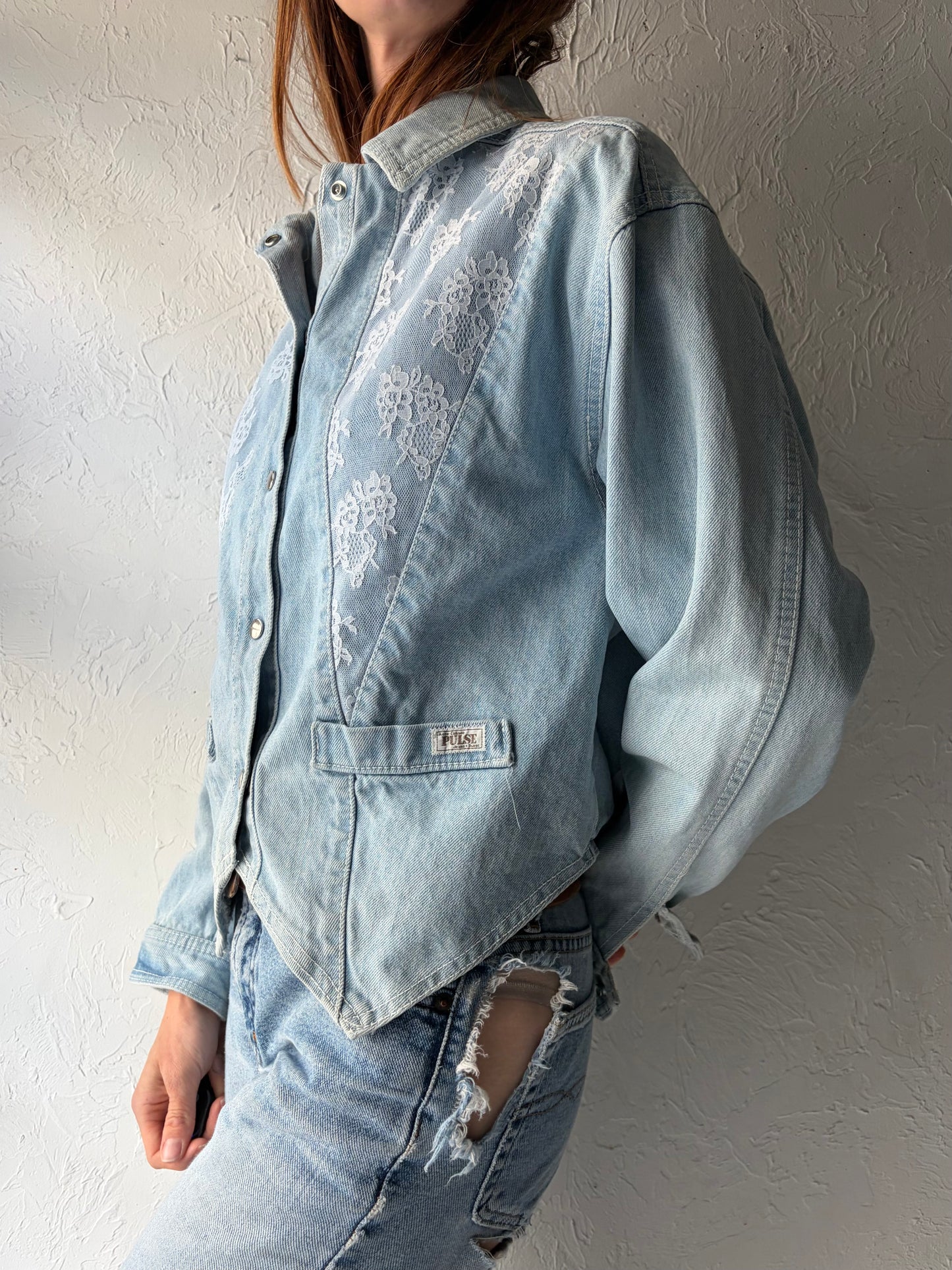 80s 'Pulse' Fitted Denim Jacket / Medium