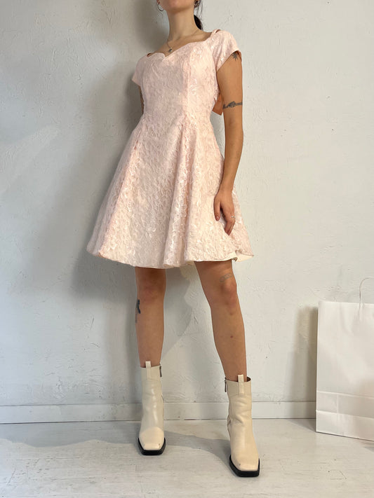 90s 'Steppin Out' Pink Lace Mini Dress / Small