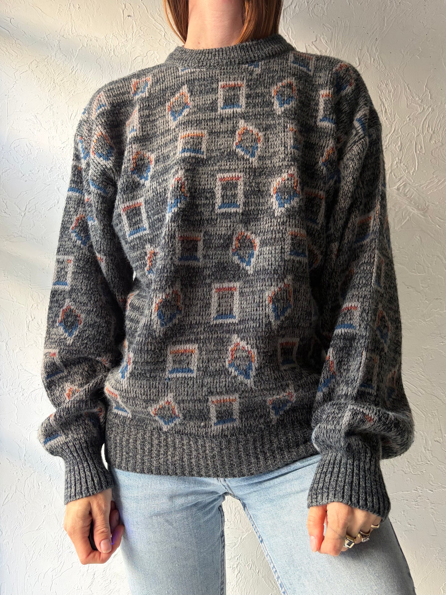 90s 'Weeds' Acrylic Grandpa Sweater / Large