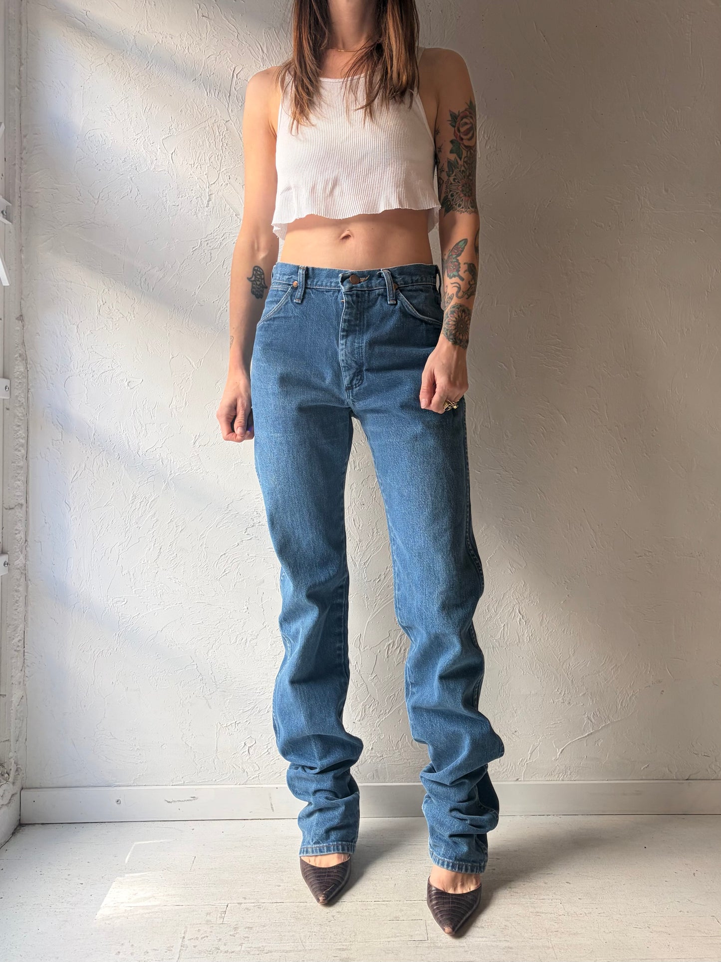 Vintage 90s 'Wrangler' Extra Long Western Denim Jeans / 29