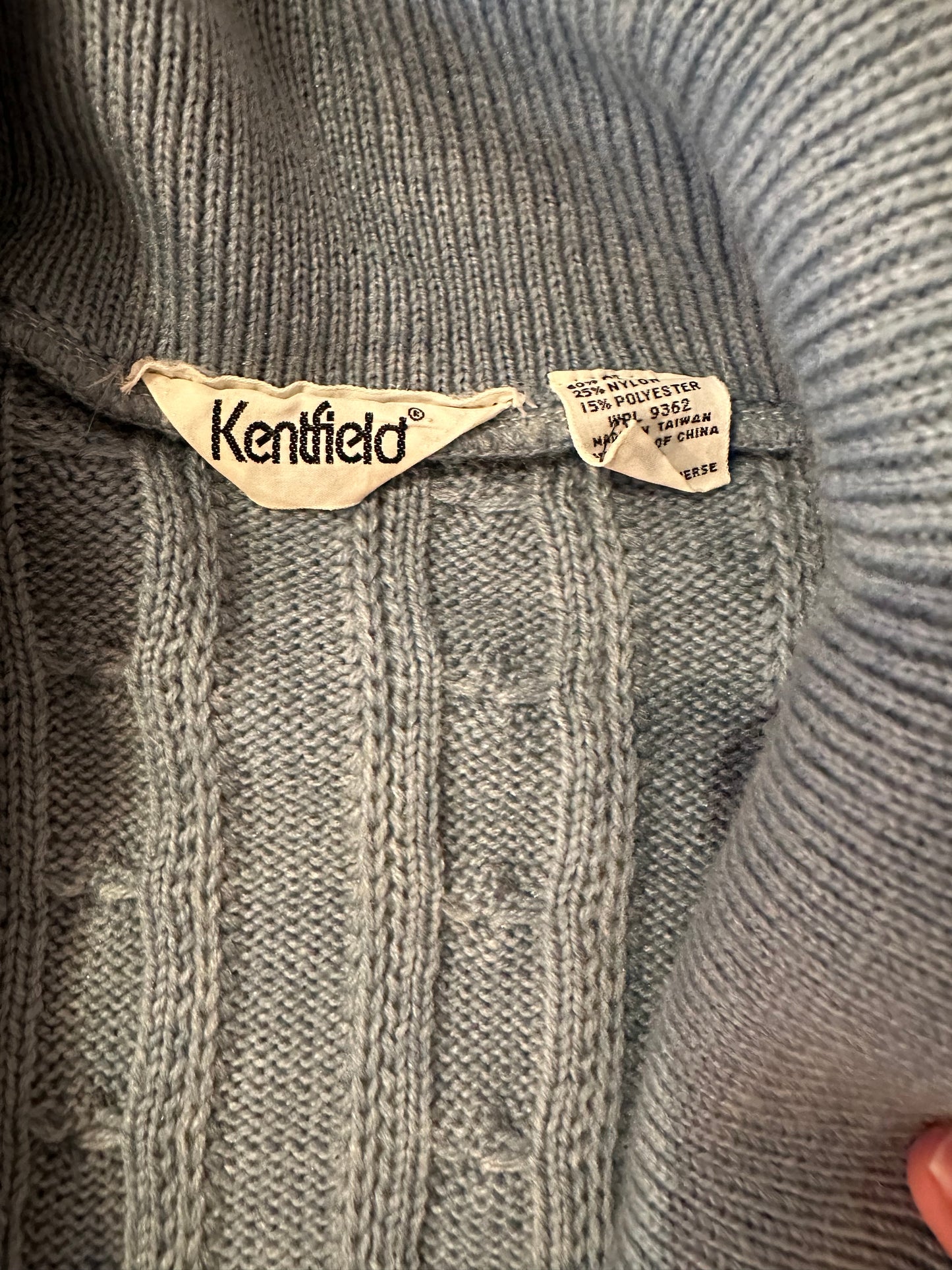 80s 'Kentfield' Blue Knit Cardigan Sweater / Medium