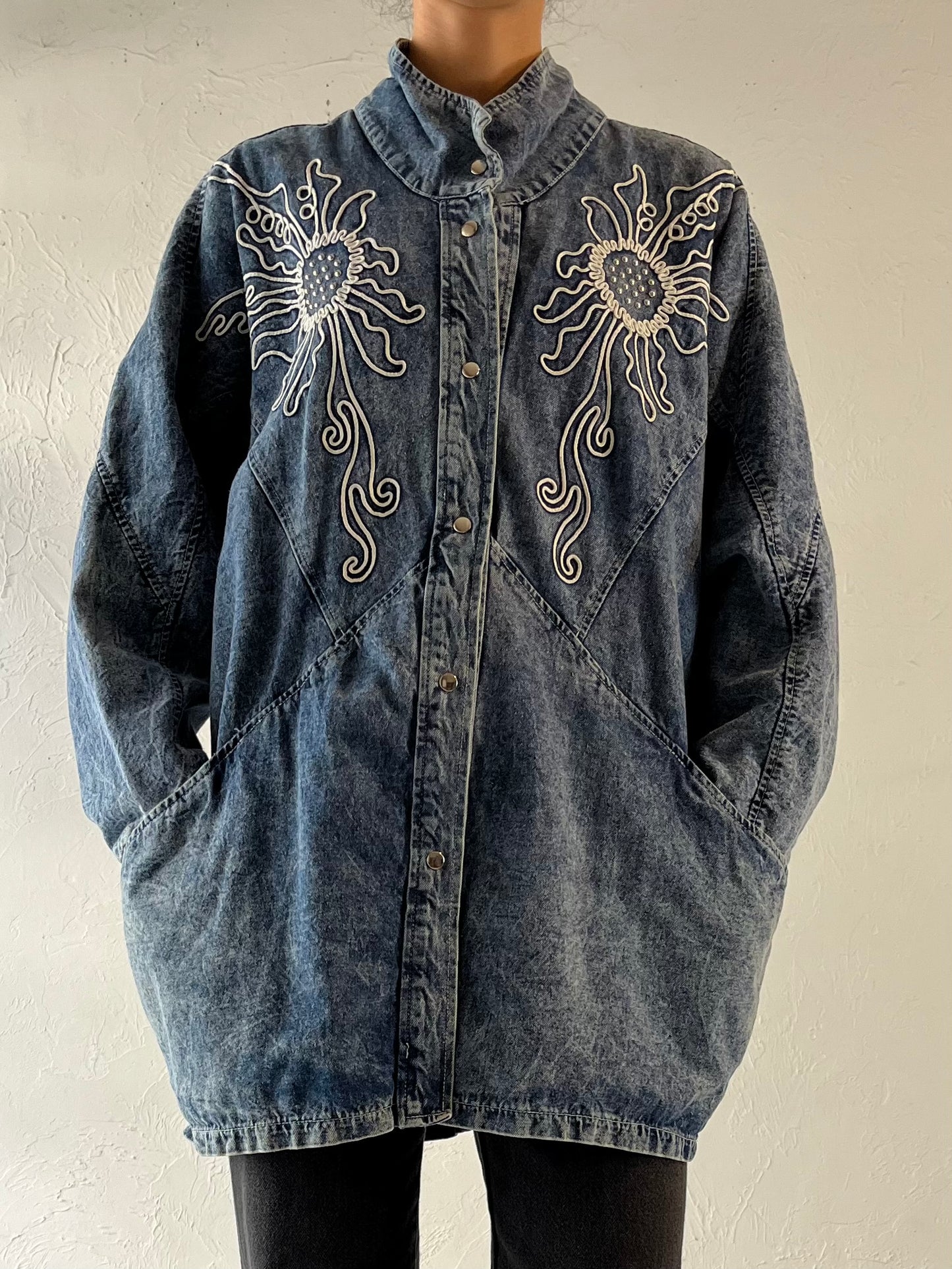 90s ‘Pado’ Acid Wash Denim Jacket / Large