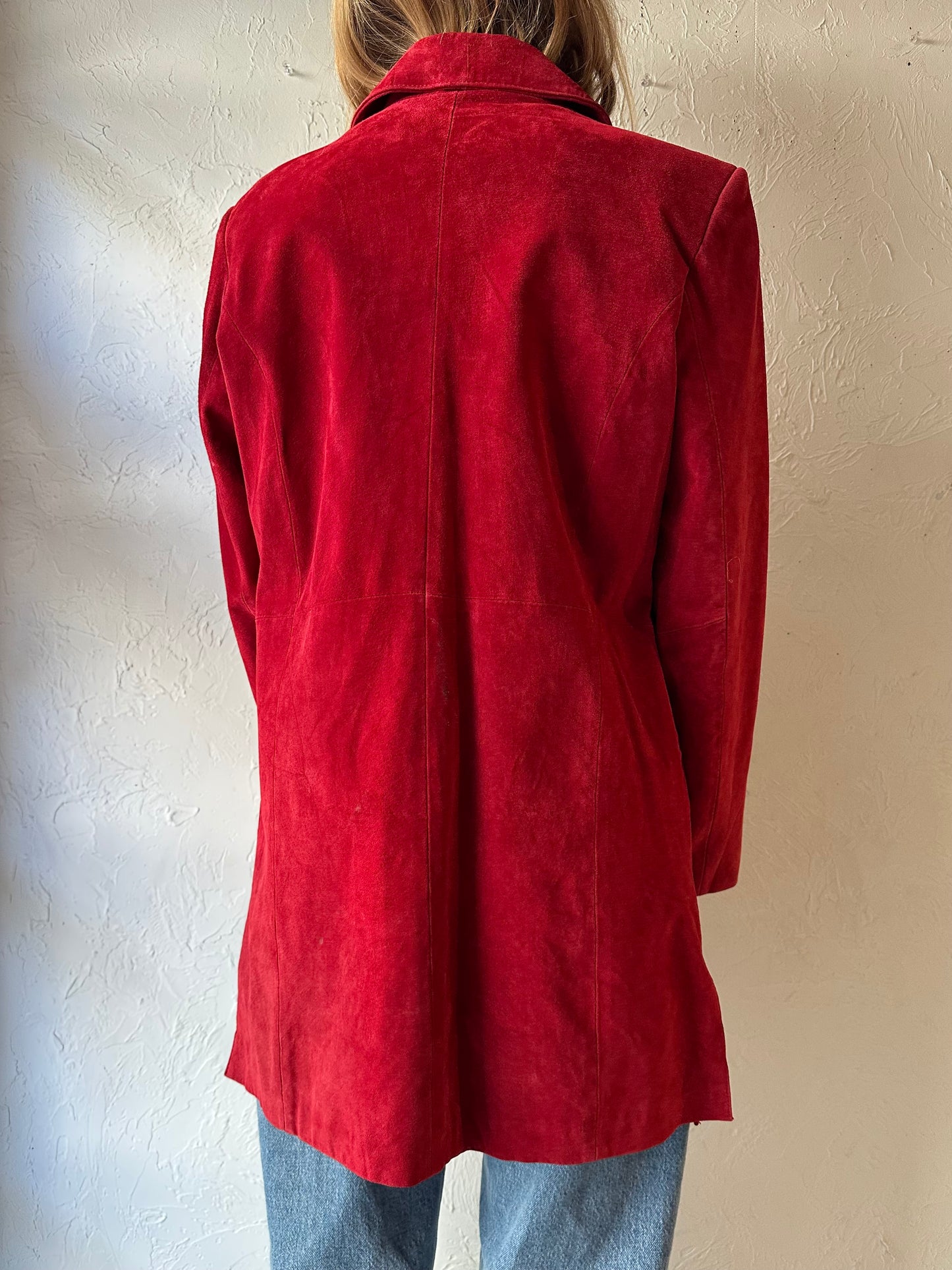 90s ‘Cherokee’ Red Suede Leather Jacket / Medium