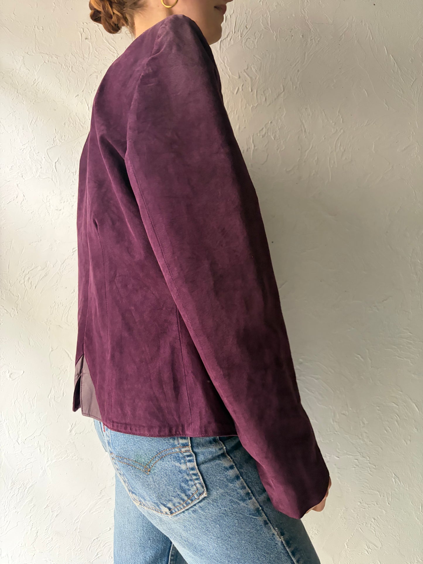 80s 'Danier' Purple Retro Suede Jacket / Medium