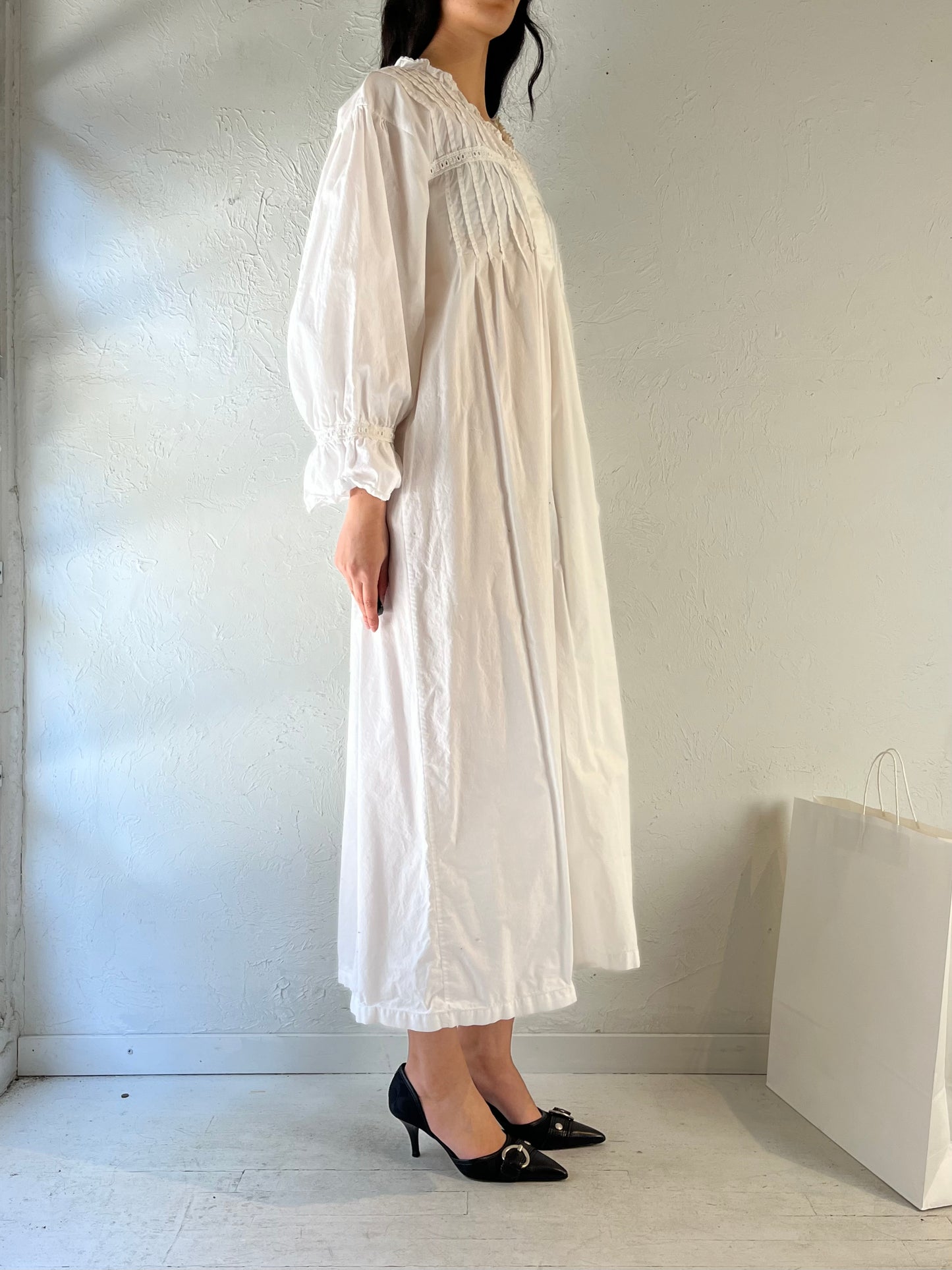 90s ‘Alexander Del Rosa’ White Cotton Dress / XL