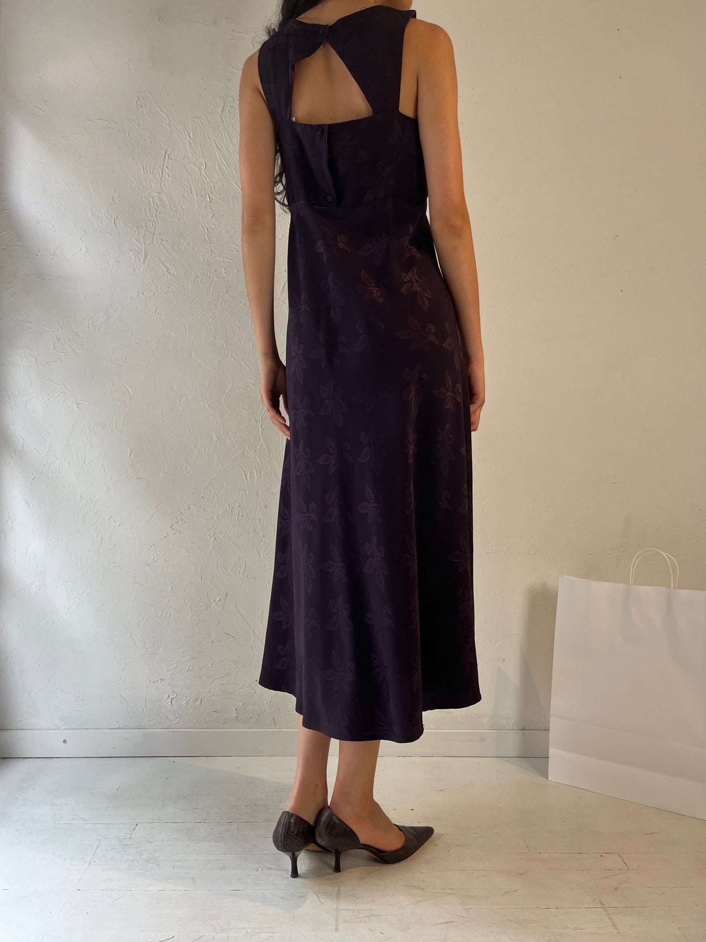 90s 'Maurices' Dark Purple Evening Dress / Small - Medium