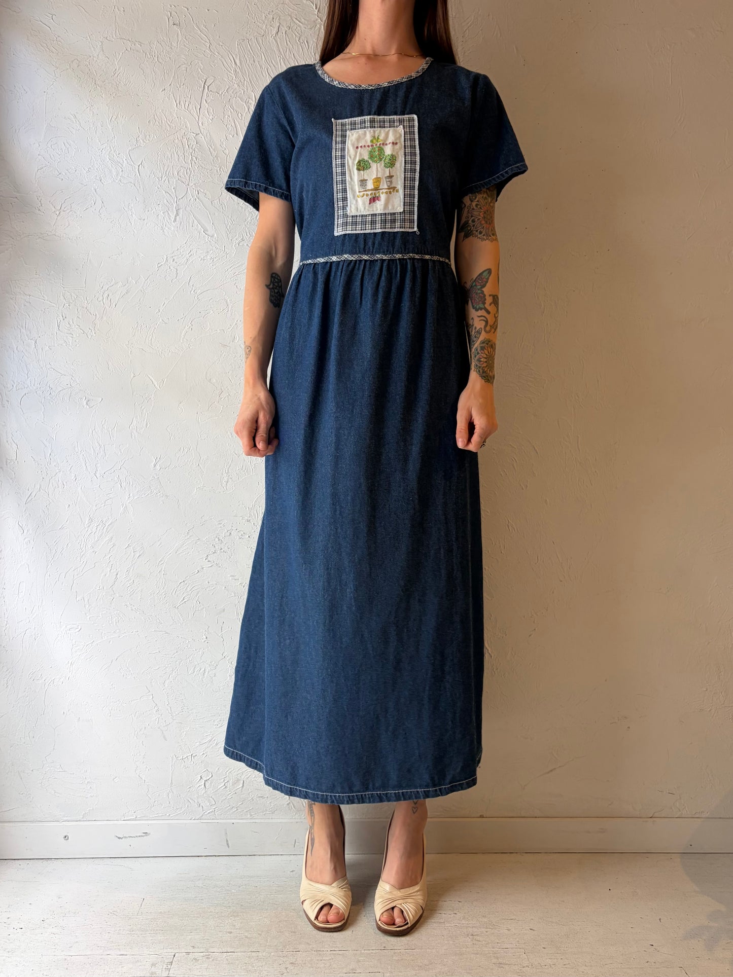 90s 'Bobbie Brooks' Denim Maxi Dress / Large