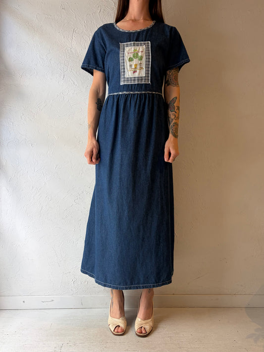 90s 'Bobbie Brooks' Denim Maxi Dress / Large