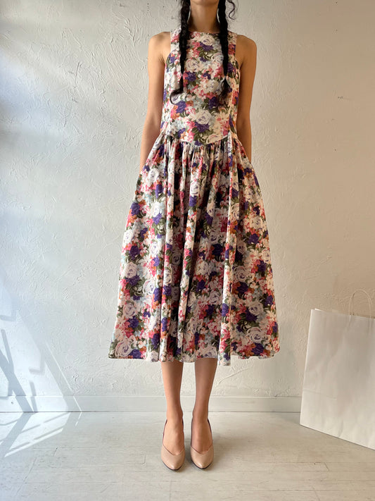 90s ‘Robbie Bee’ Floral Print Dress Small