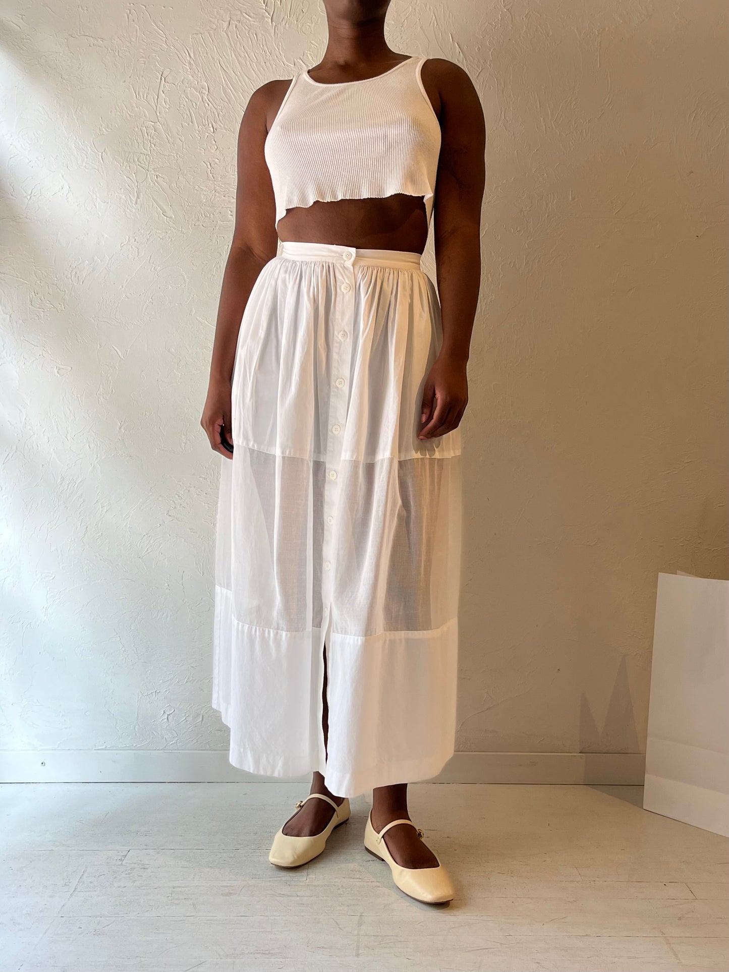 90s 'Jax' White Cotton Skirt / Small