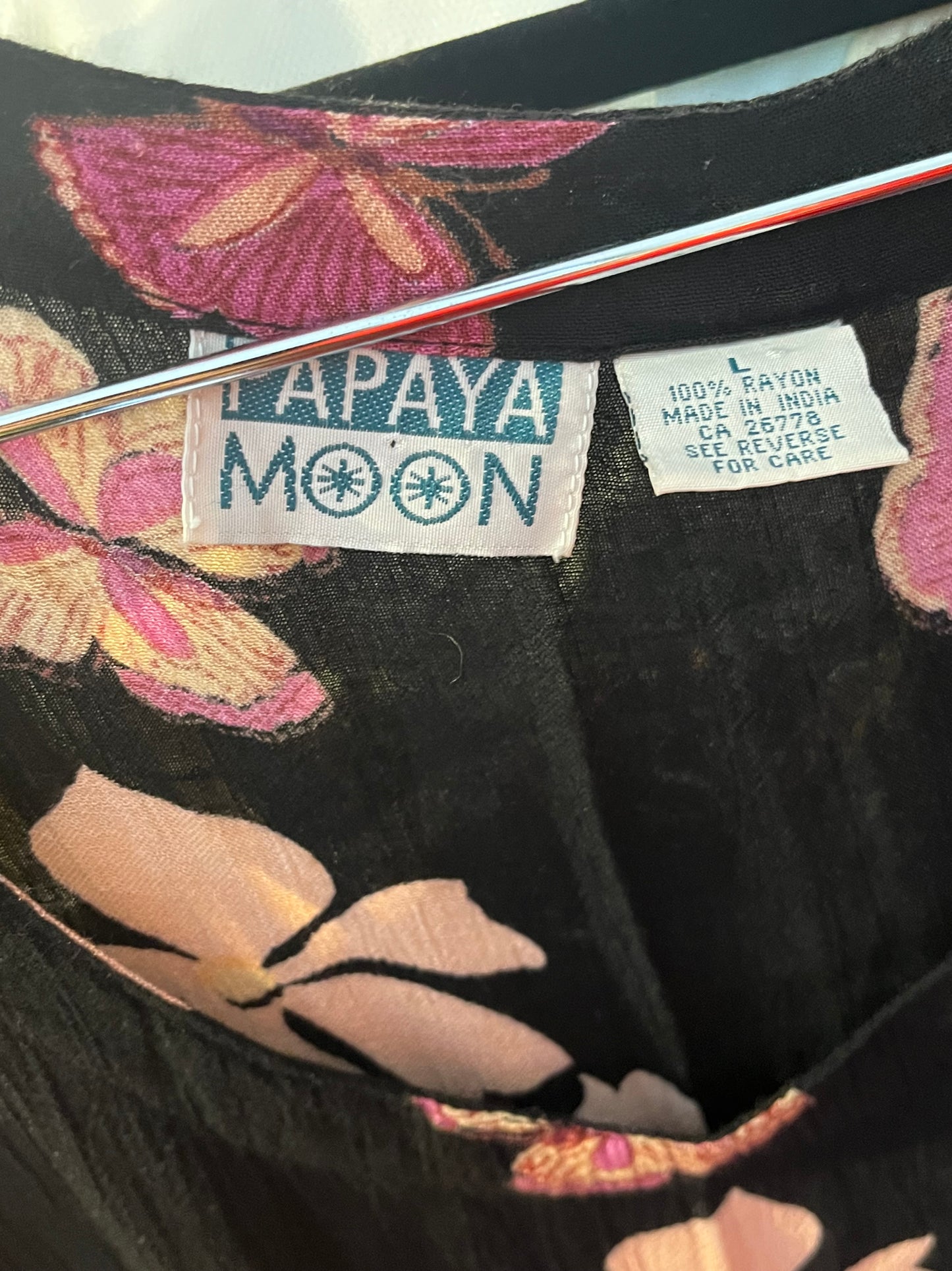 90s 'Papaya Moon' Floral Print Maxi Dress / Large