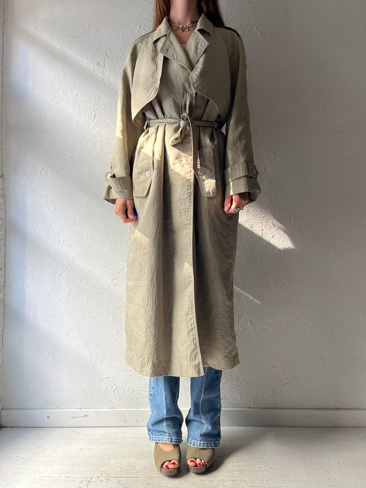 90s 'Collection Alegante' Beige Minimalist Old Money Academia Fall Trench Coat / Small