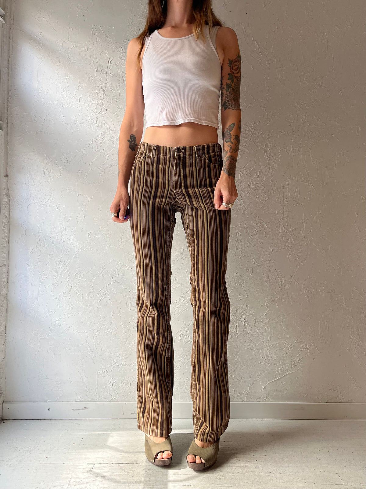 Y2k 'Ralph Lauren' Striped Corduroy Boot Cut Pants / Small