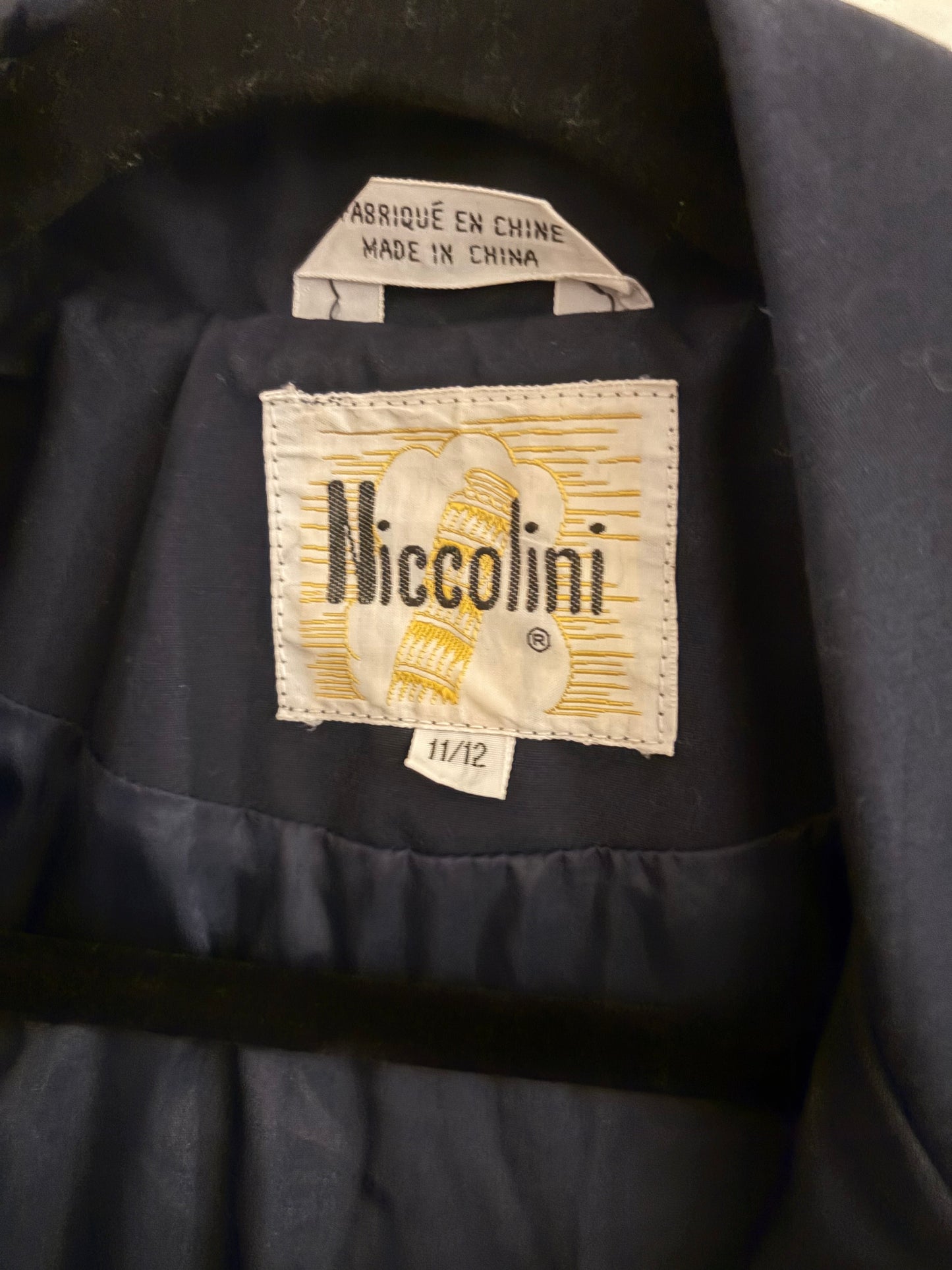 90s 'Niccolini' Navy Blue Trench Coat / Medium