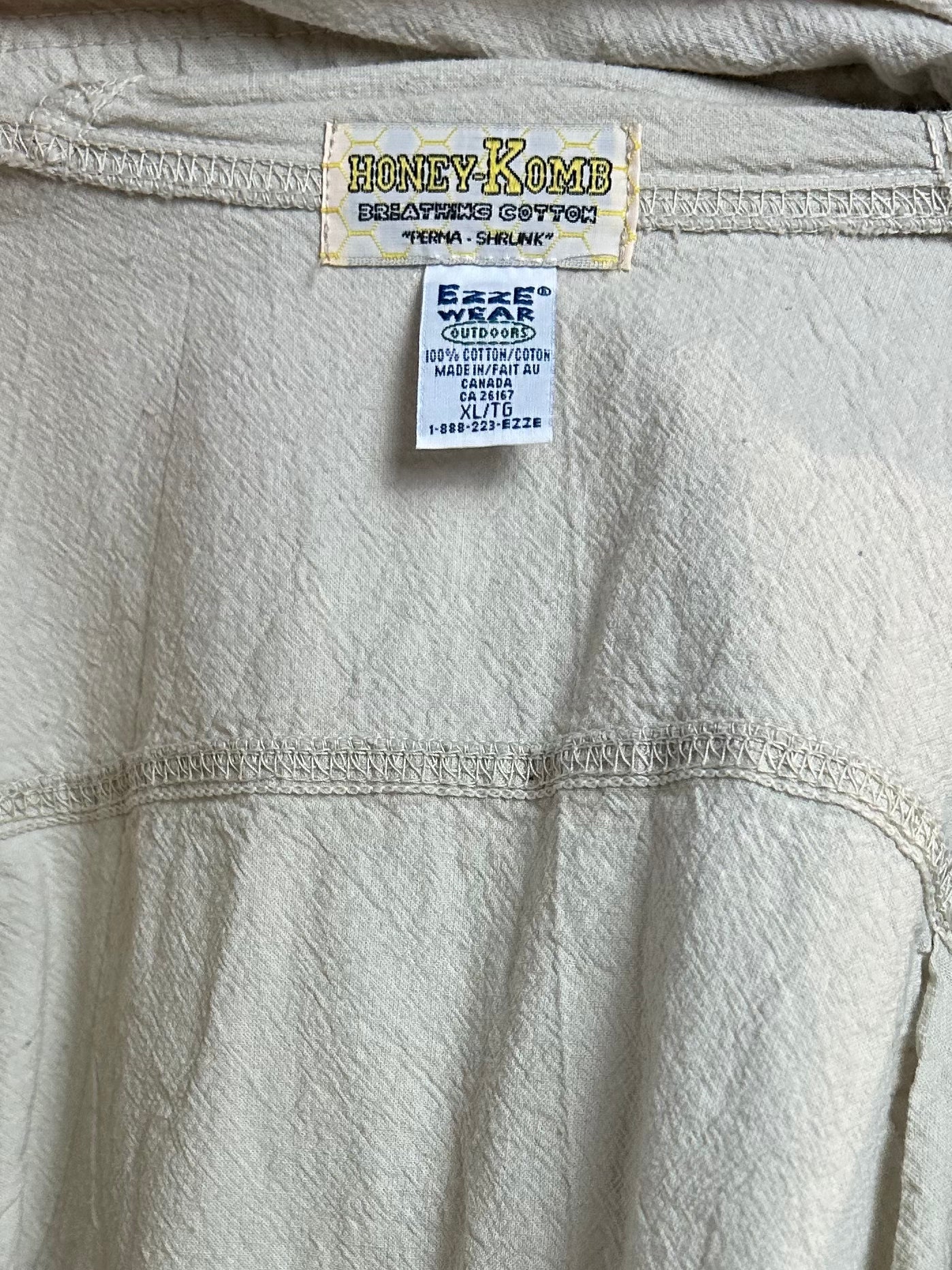90s 'Ezze Wear' Cream Cotton Snap Up Jacket / XL