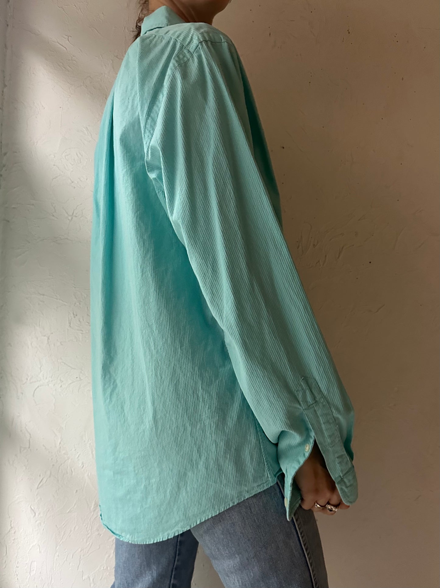 Y2k 'Ralph Lauren' Blue Button Up Shirt / Large