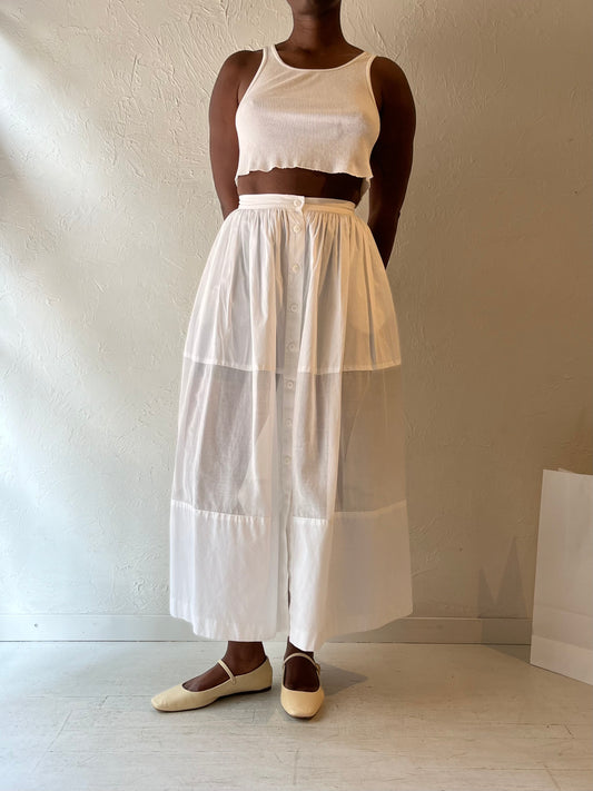 90s 'Jax' White Cotton Skirt / Small