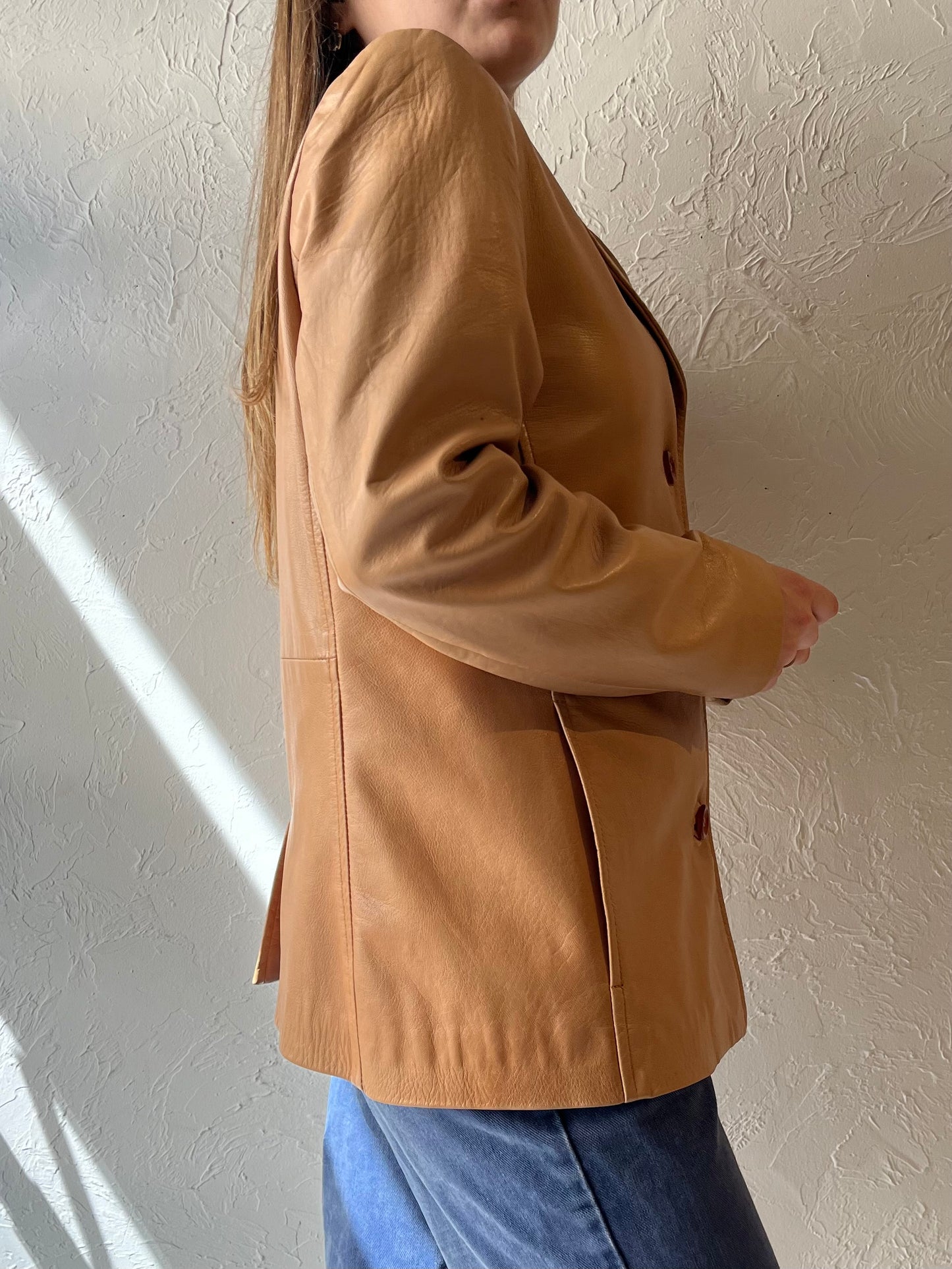 90s 'Danier' Brown Leather Jacket / Medium