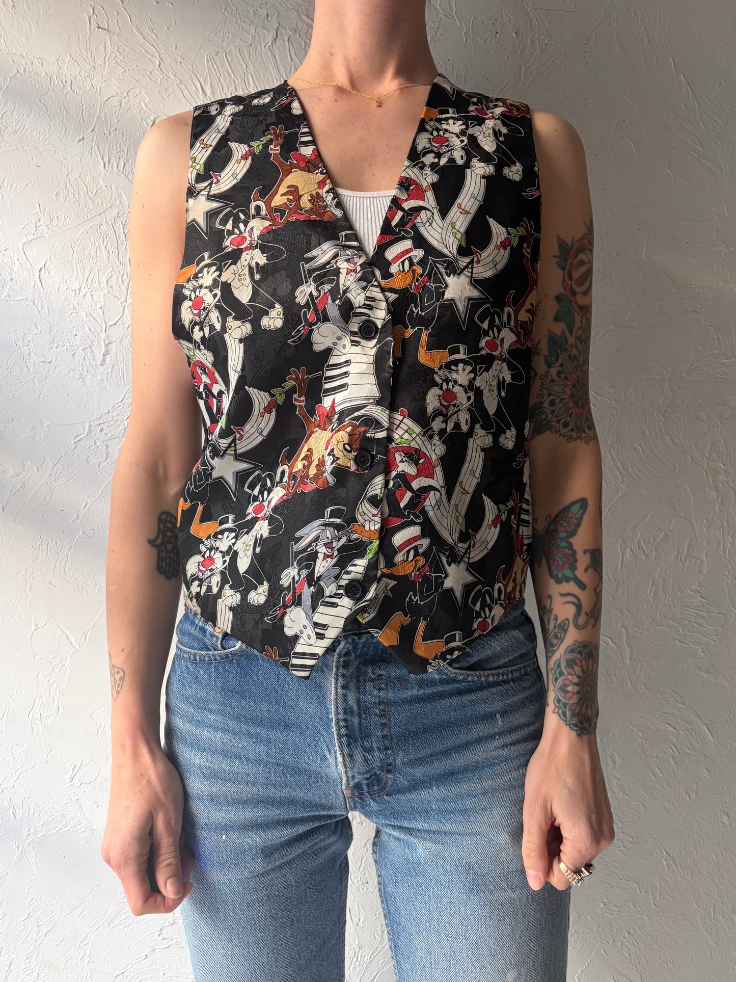 90s Looney Tunes Retro Cartoon Vest / Vintage 1990s Character Graphic Novelty Vest / Medium