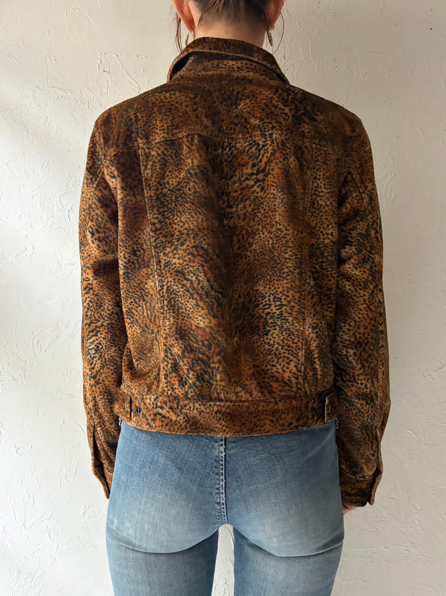 90s 'Jones New York' Retro Animal Print Jacket / Vintage 1990s Leopard Print Statement Jacket / Small