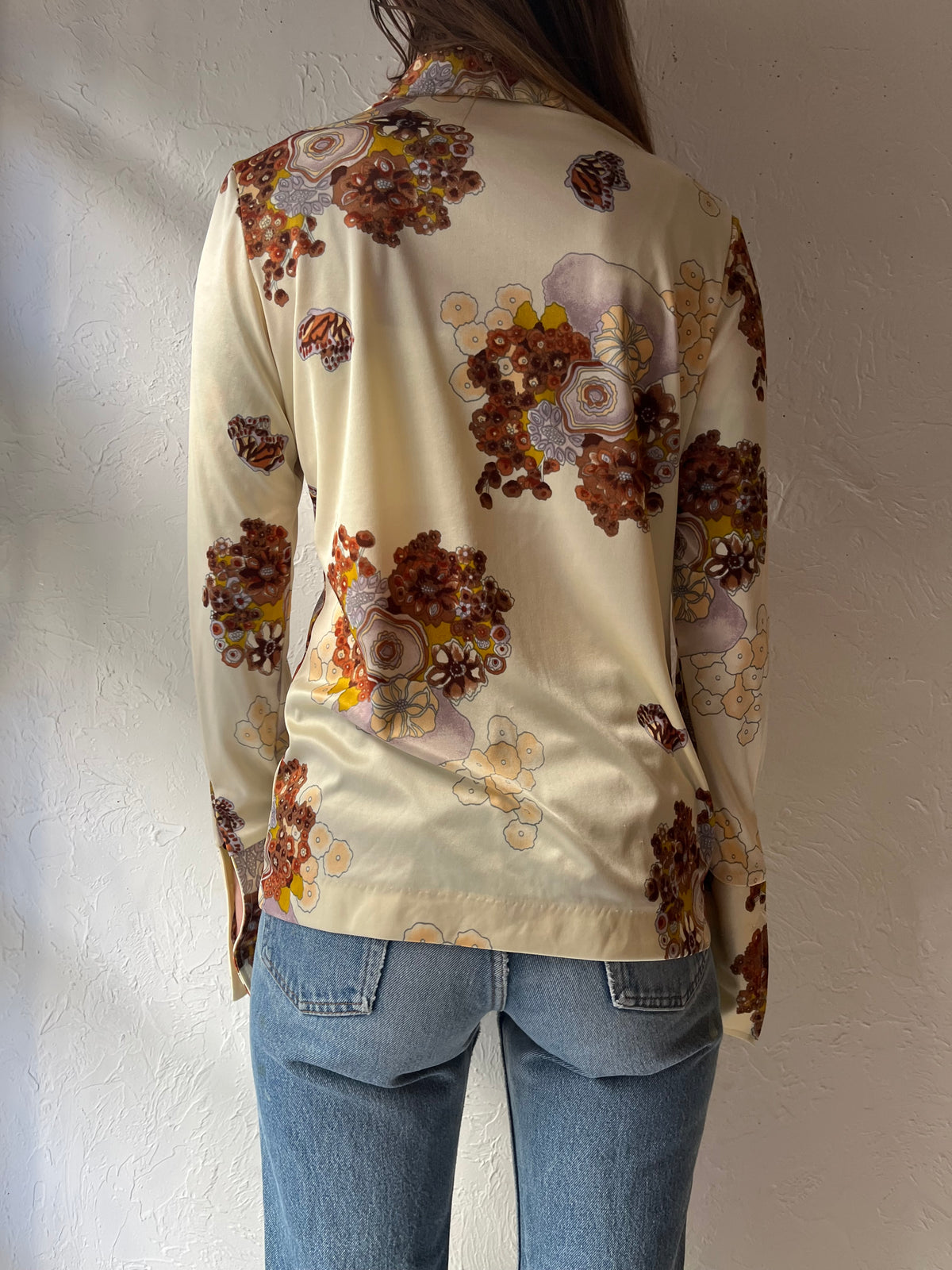70s 'Marport' Floral Button Up Retro Blouse / Small