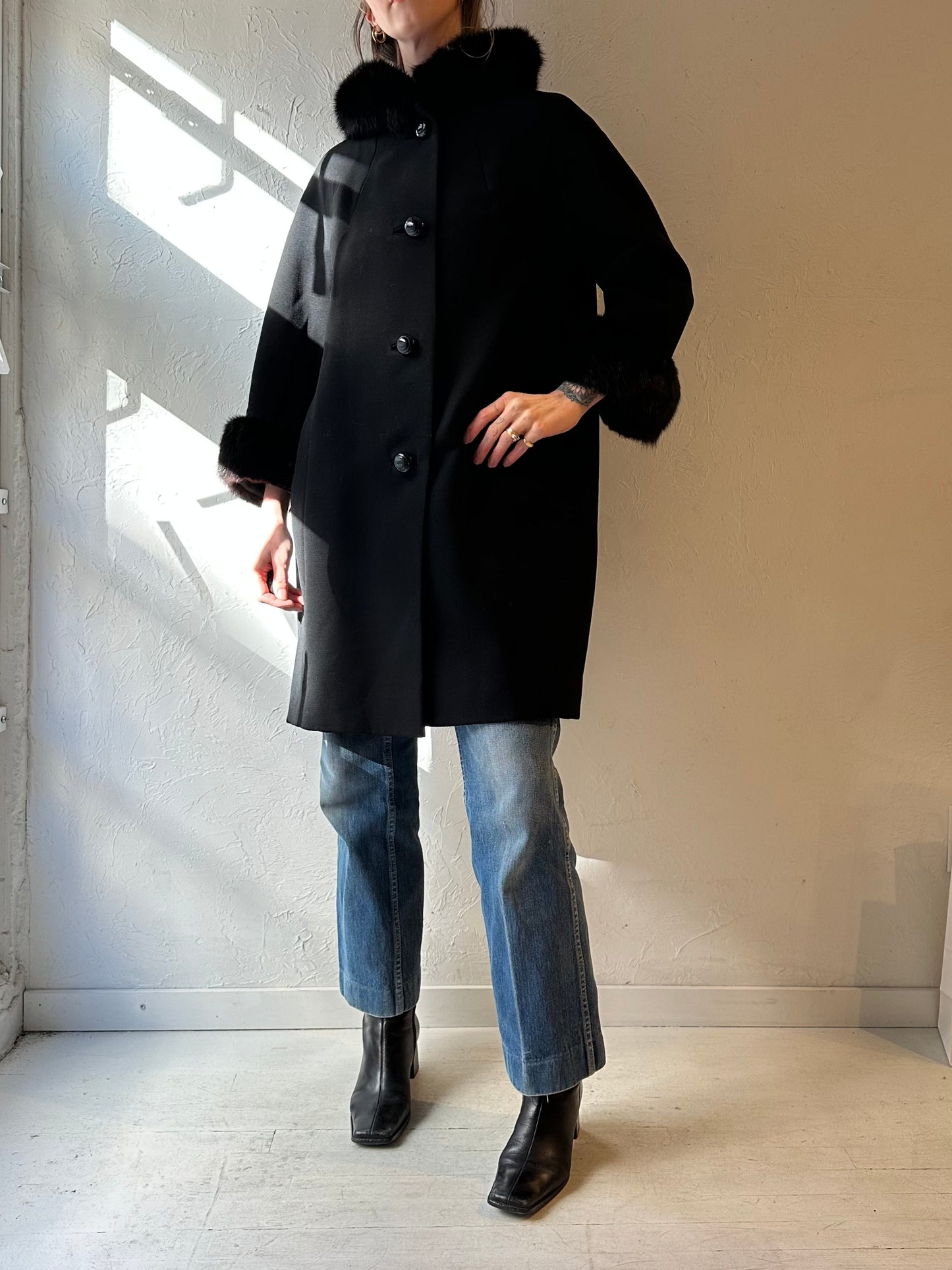 70s ‘Louis Manley’ Black Coat / Union Made / Small