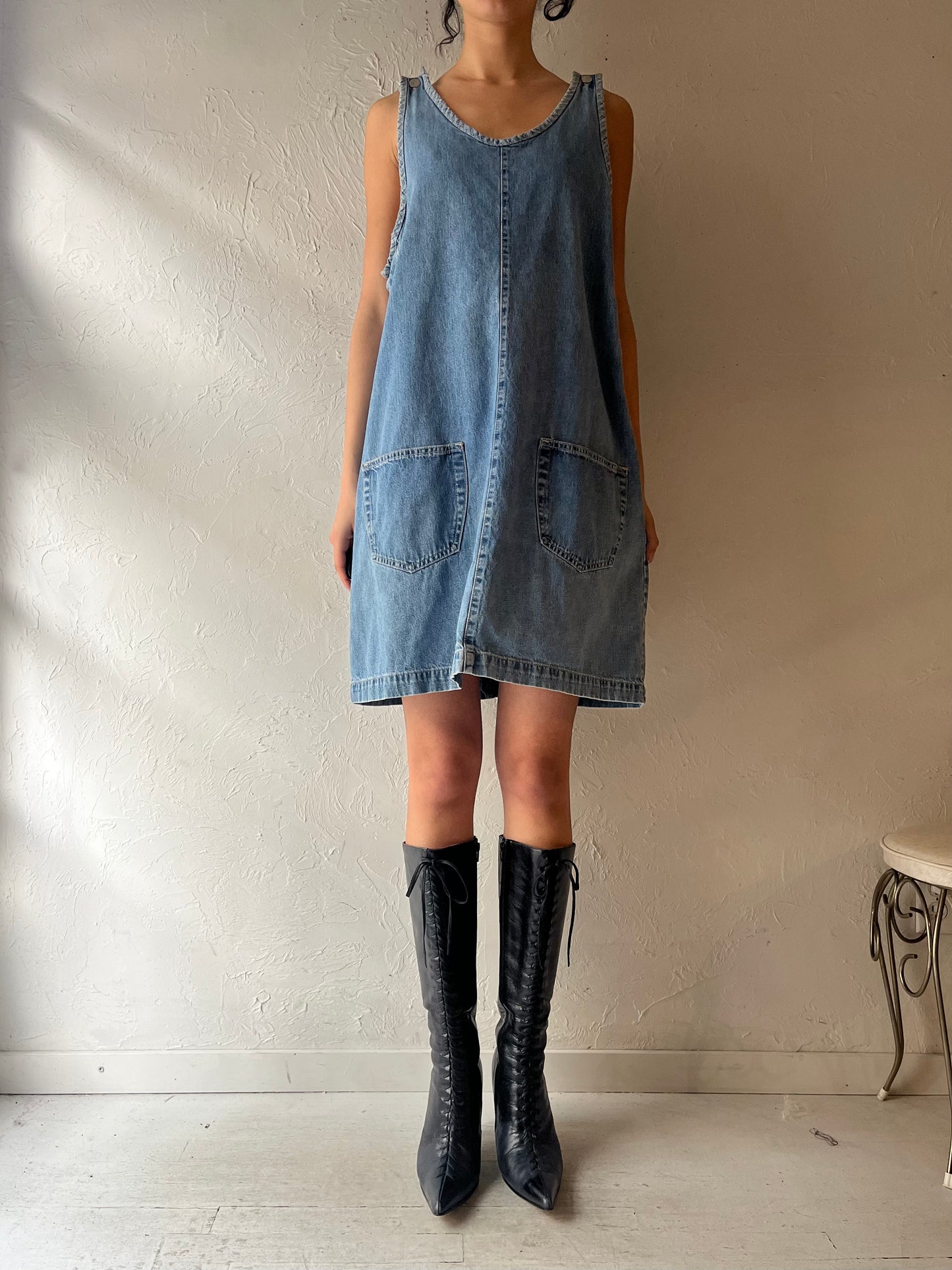 90s 'French Dressing' Denim Dress / Medium