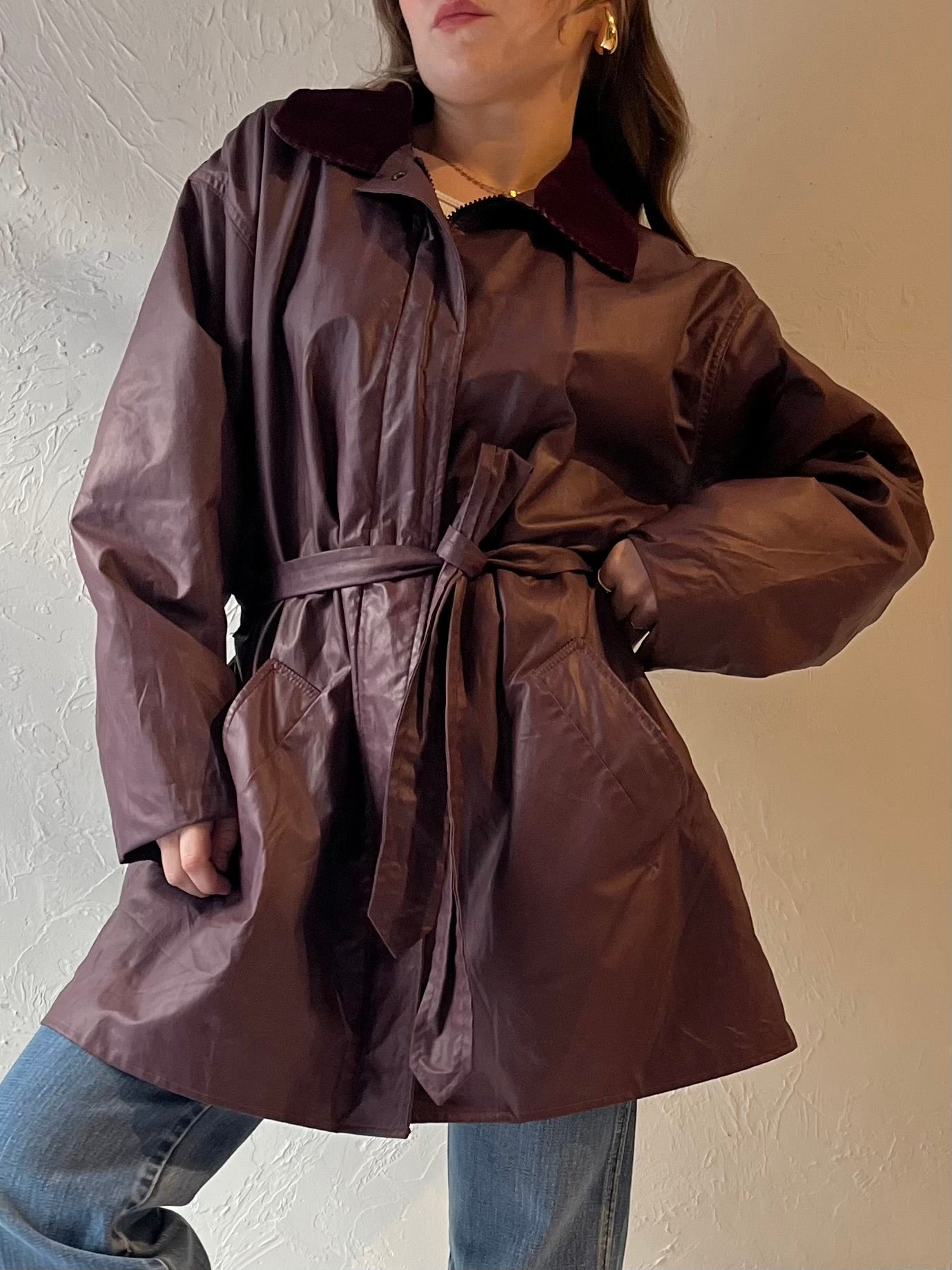 80s 90s 'Woolrich' Burgundy Lined Rain Coat / Medium