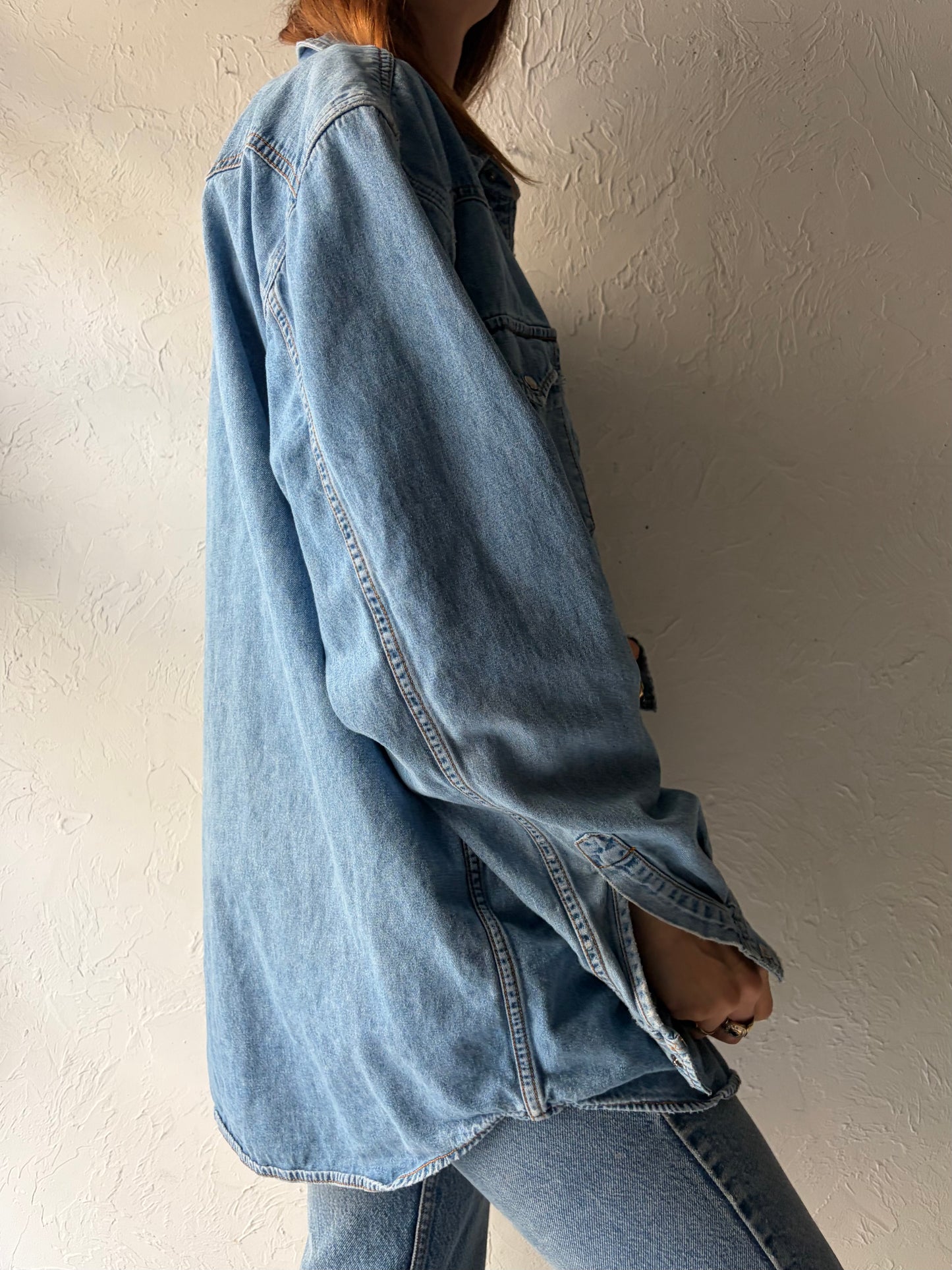 90s 'Levis' Pearl Snap Western Denim Shirt / XL