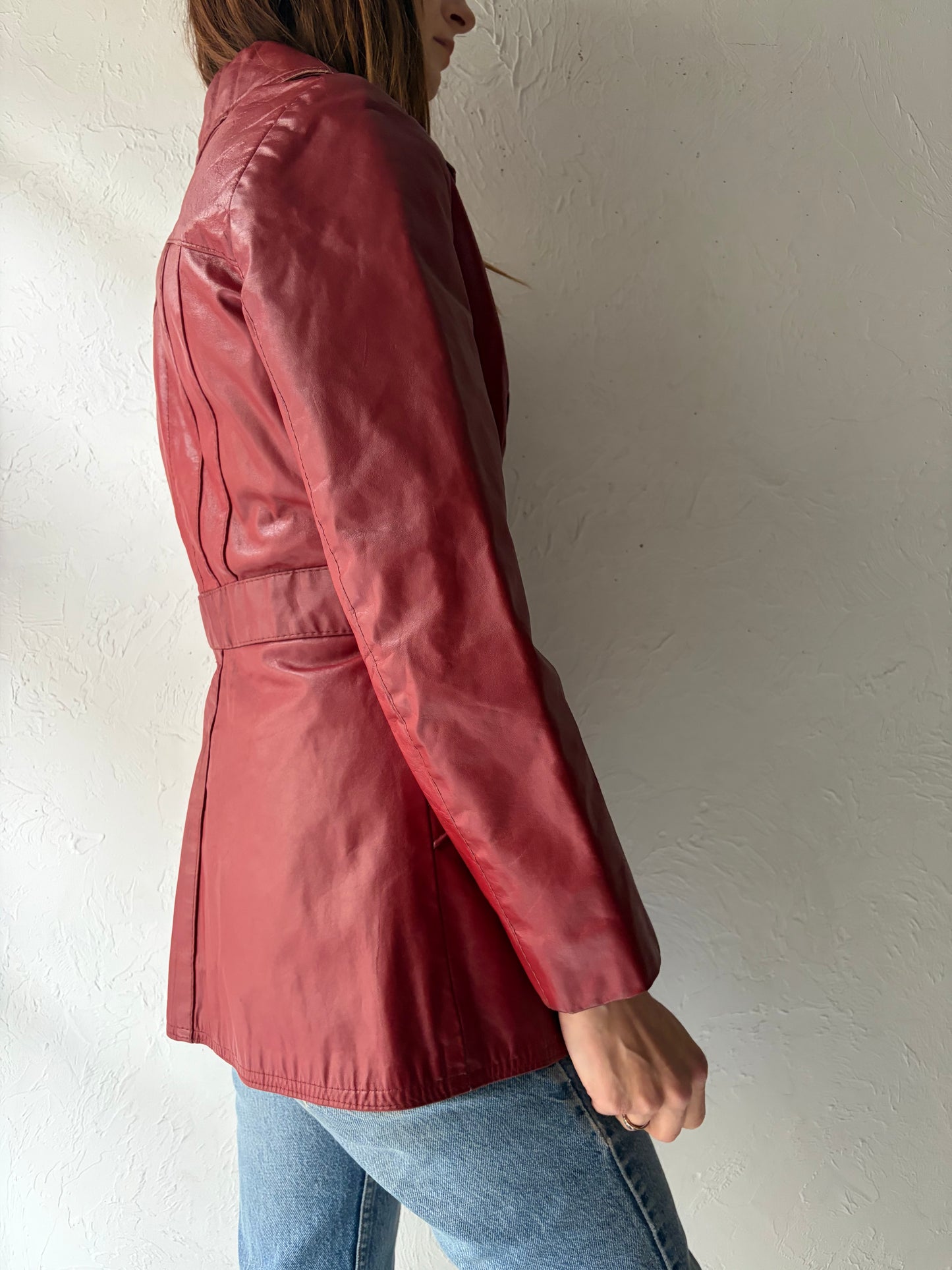 70s 'Sears' Burgundy Leather Jacket / Small