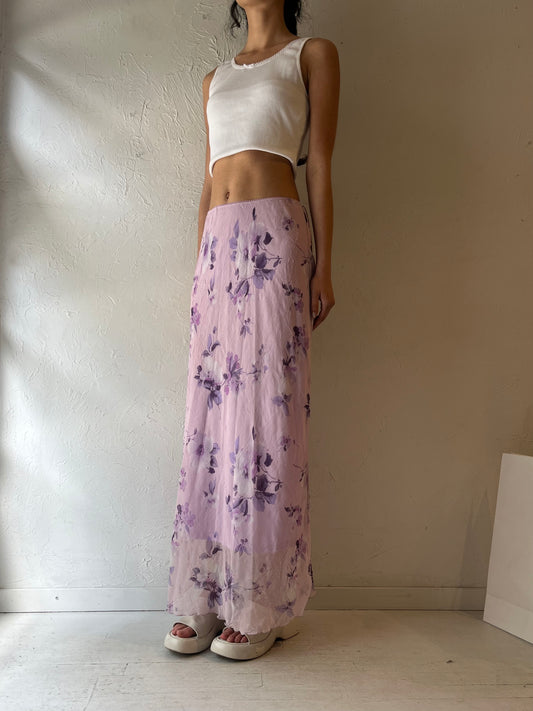90s ‘Jody’ Purple Floral Maxi Skirt / Large
