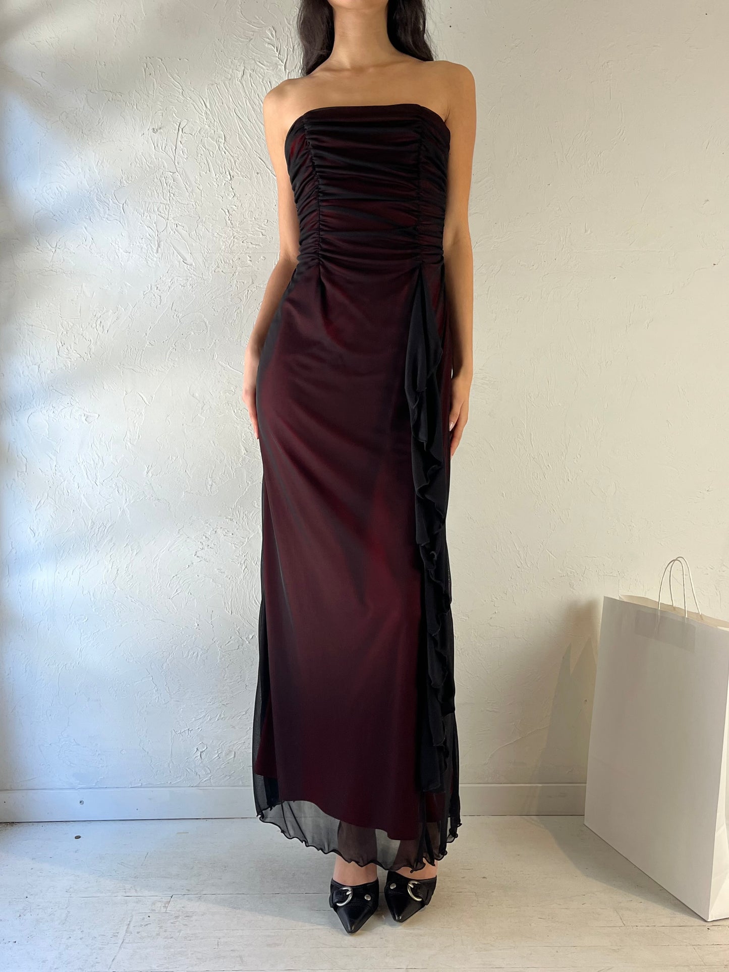 90s ‘Majora’ Strapless Formal Dress / Medium