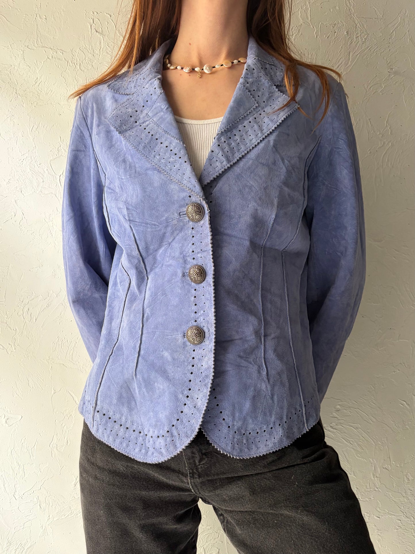 Y2K 'Coldwater Creek' Purple Suede Jacket / Vintage 2000s Retro Minimalist Blazer / Medium