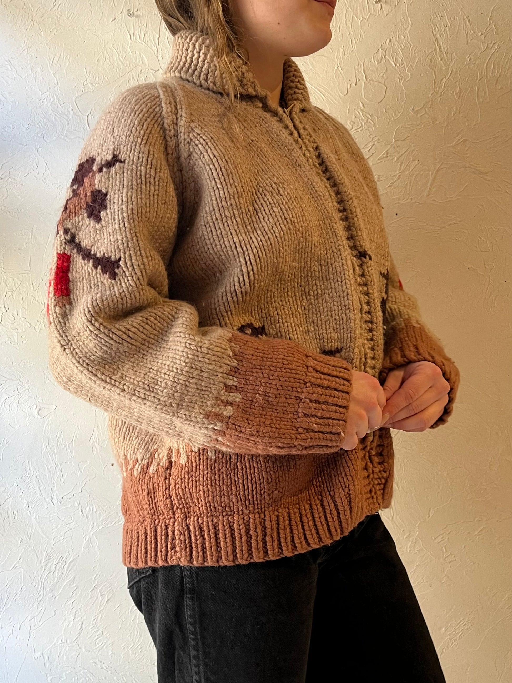 Vintage Hand Knit Wool Hunting Sweater / Small