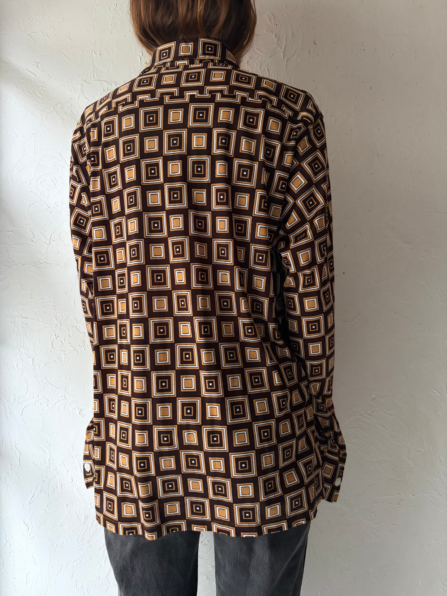 70s 'Don Lopez' Brown Patterned Shirt / Large