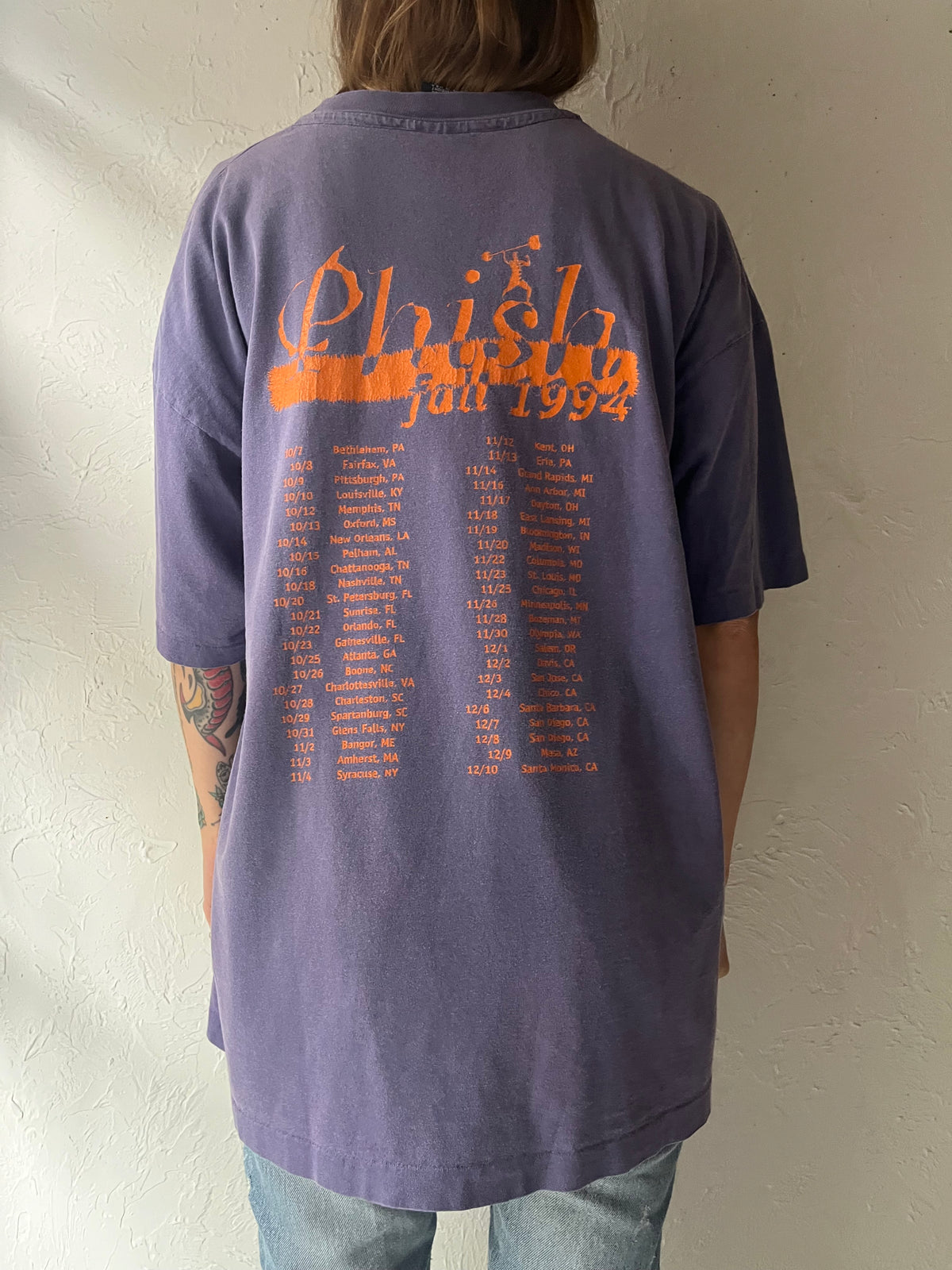 90s 'Phish Fall 1994 Tour' Purple T Shirt / XL