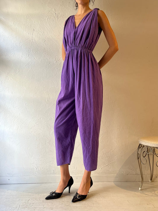 Vintage Purple Crinkle Jumpsuit / Small