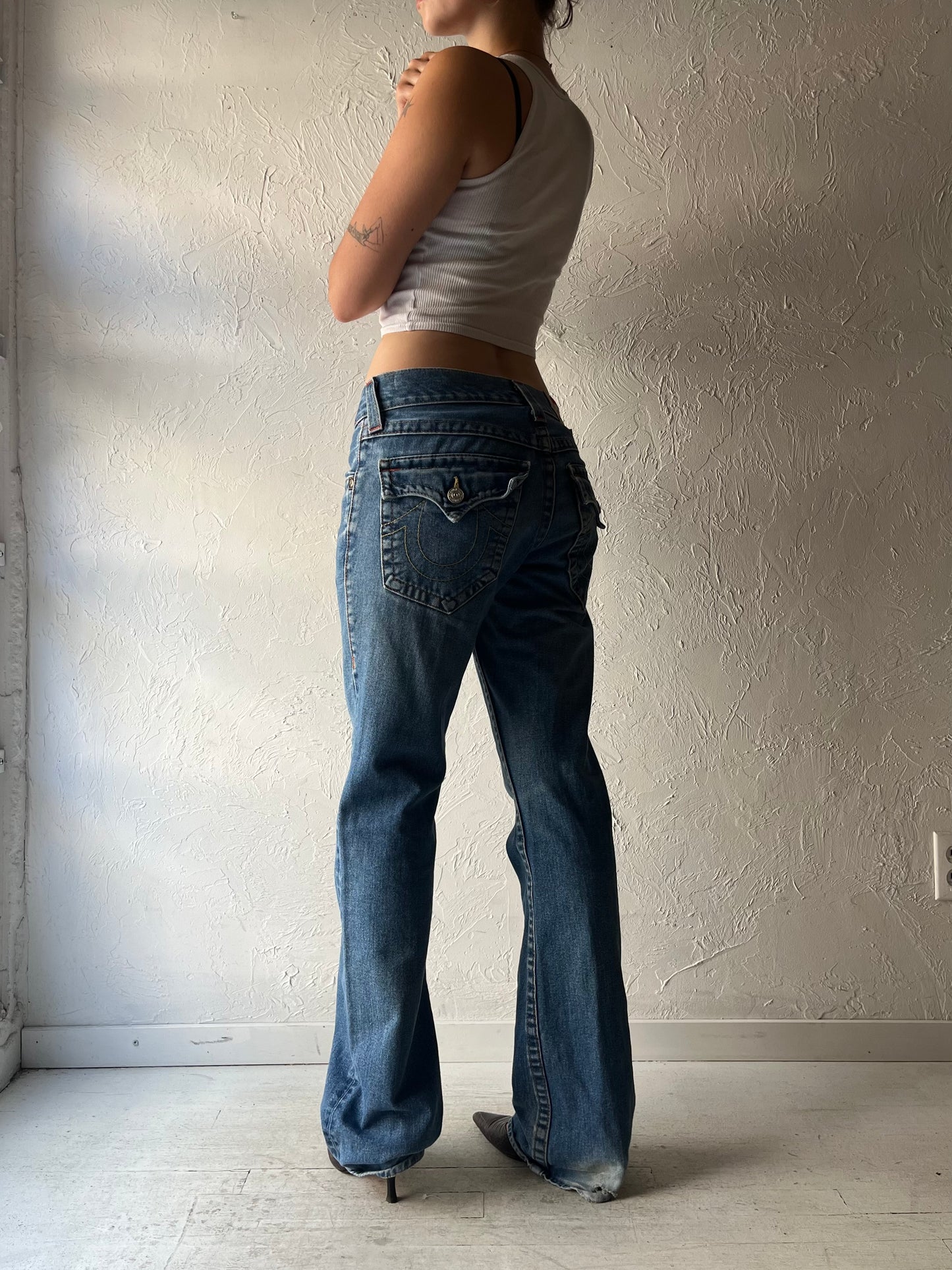 Y2k 'True Religion' Denim Light Wash Low Rise Distress Pants / Medium
