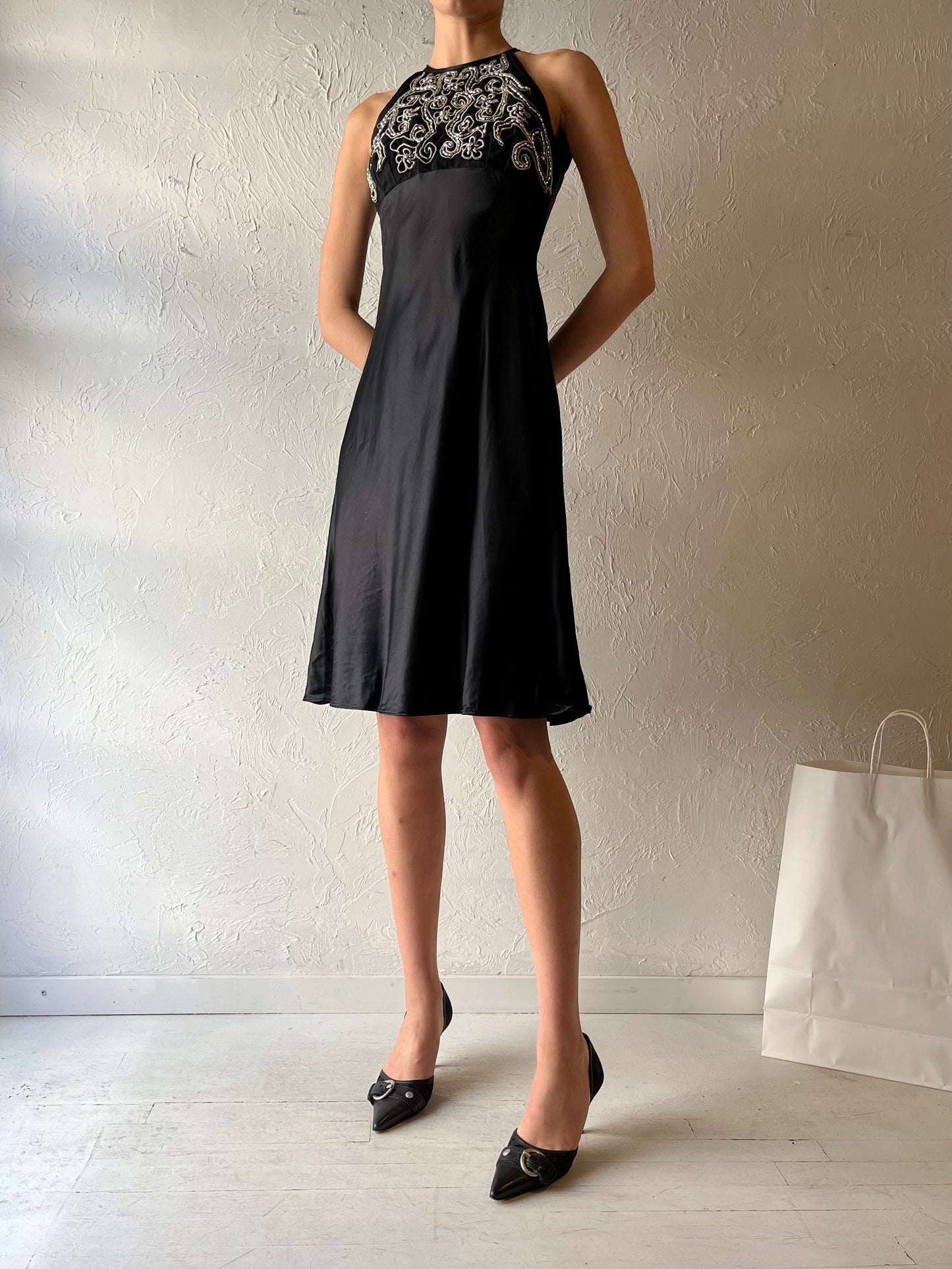 90s ‘Blondie & Me’ Black Formal Dress / Small
