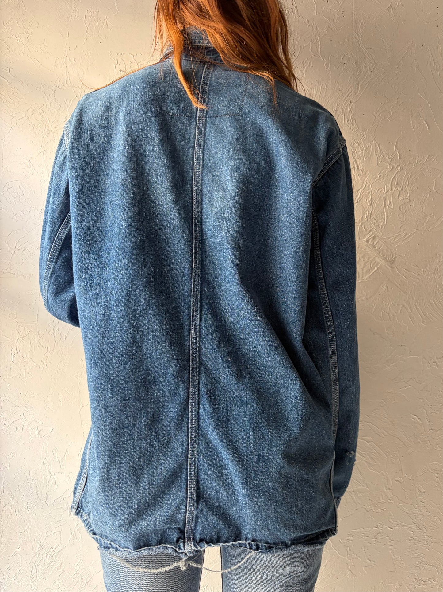 Vintage Denim Workwear Chore Jacket Shirt / Large