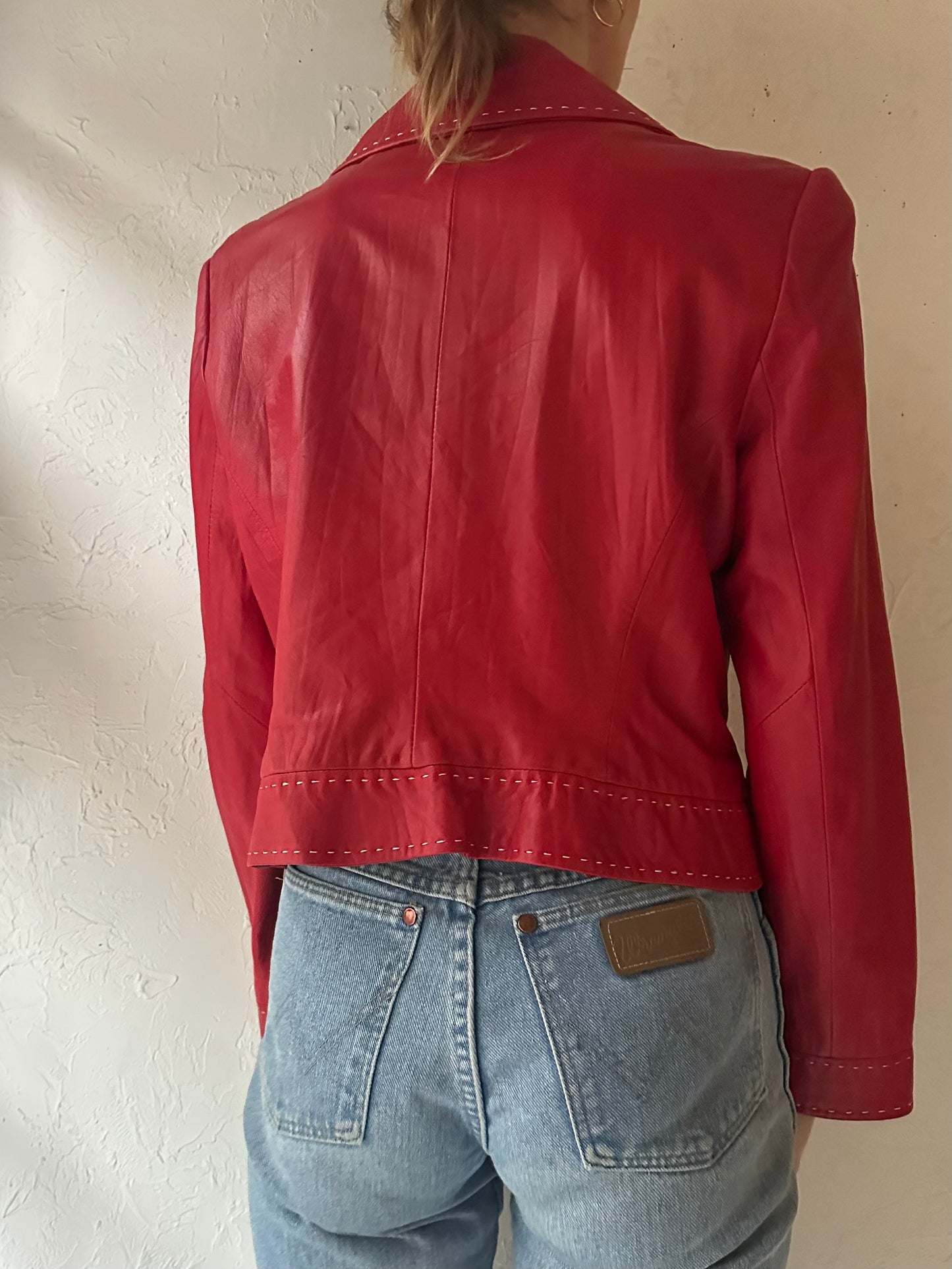 Y2k 'Bianca Nygard' Red Leather Jacket / Medium