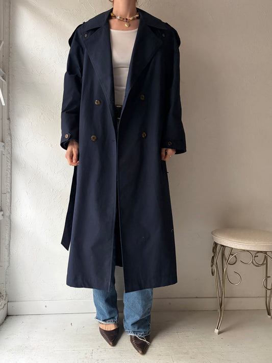 90s 'Niccolini' Navy Blue Trench Coat / Medium