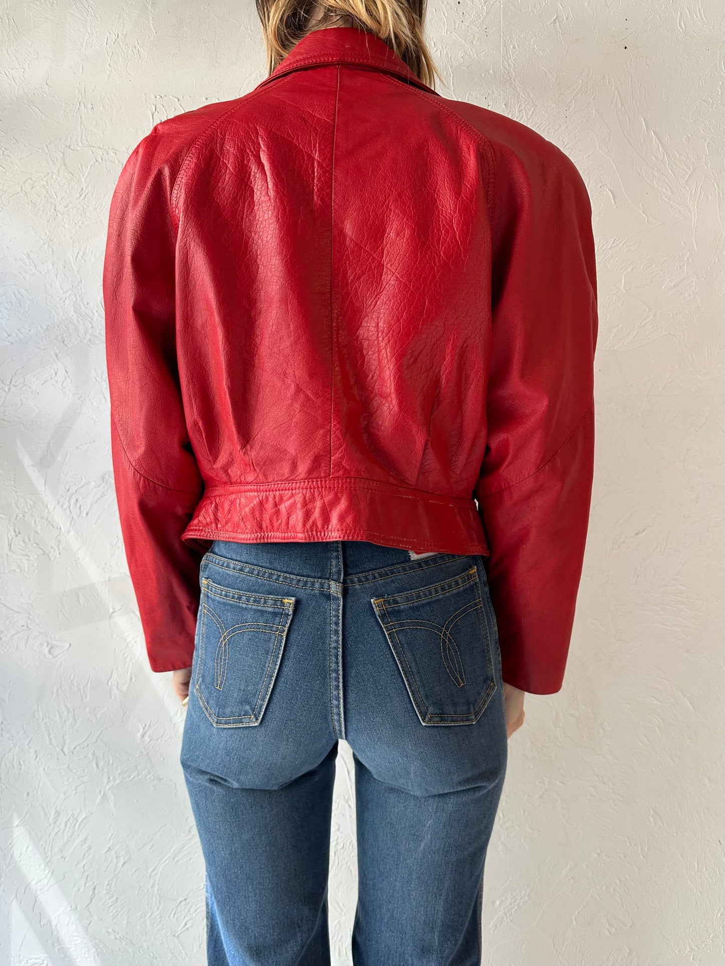 90s 'Wilsons' Red Leather Jacket / Medium