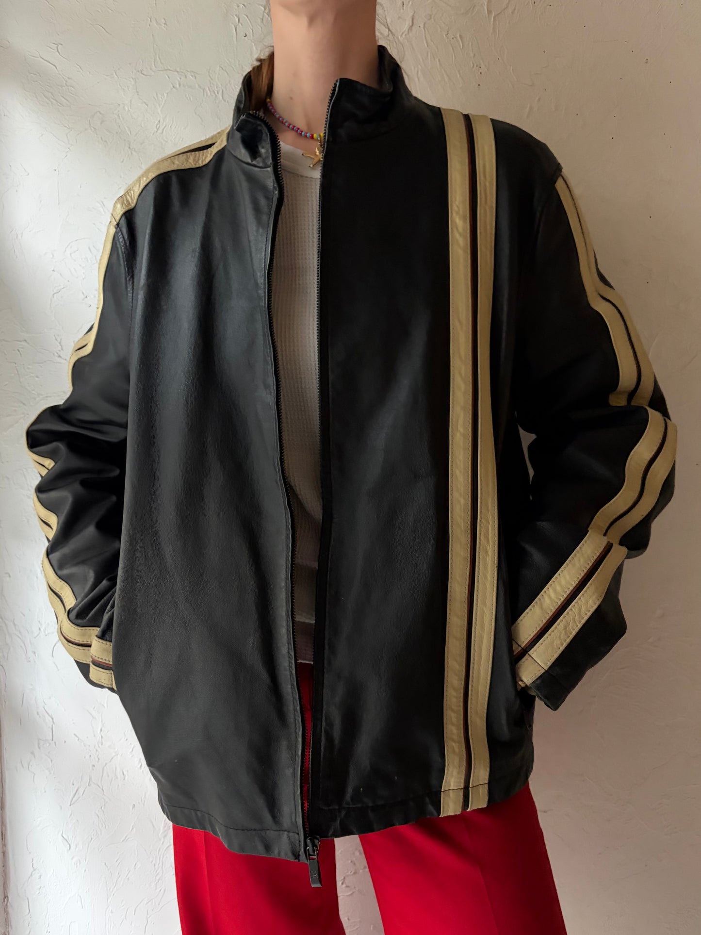 Y2k 'Street Legal' Leather Jacket / Large