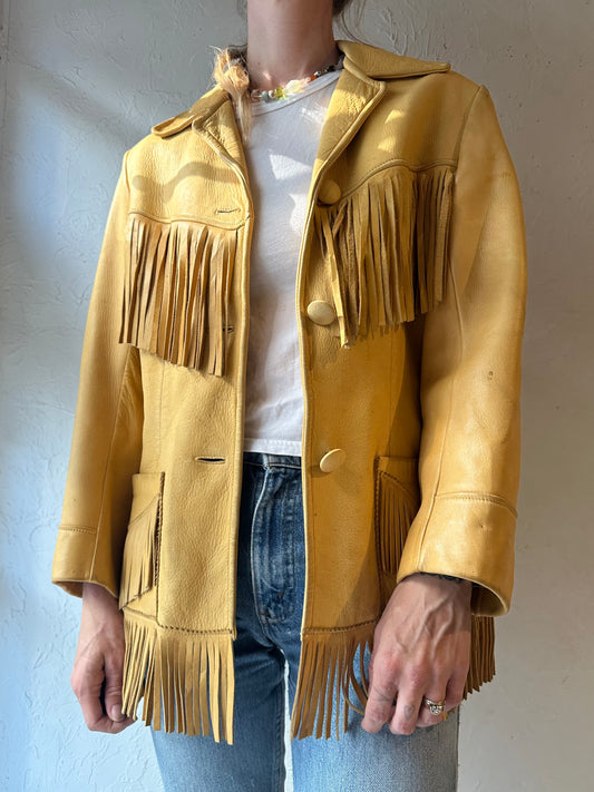 70s Leather Fringe Jacket / Medium