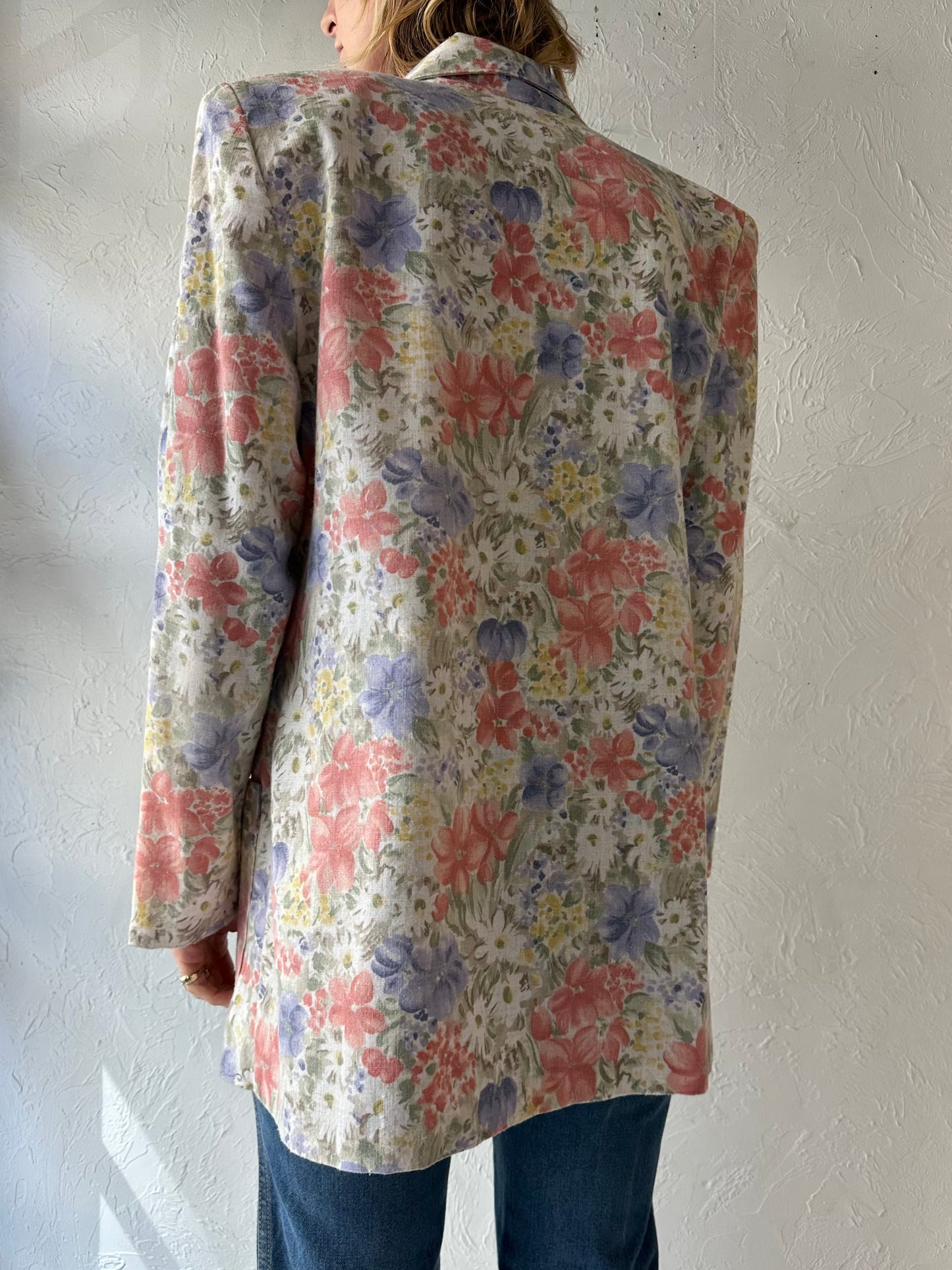 90s 'Carin Stevens' Floral Blazer Jacket / Medium