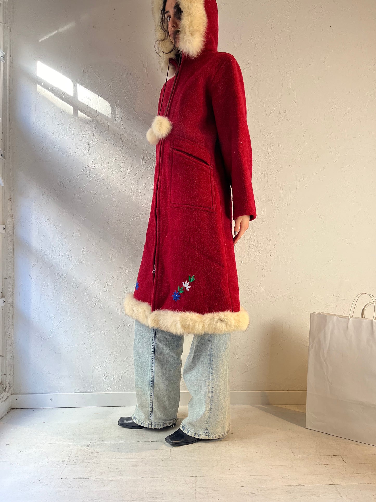 Vintage ‘Yukon’ Red Wool Parka Coat / Small