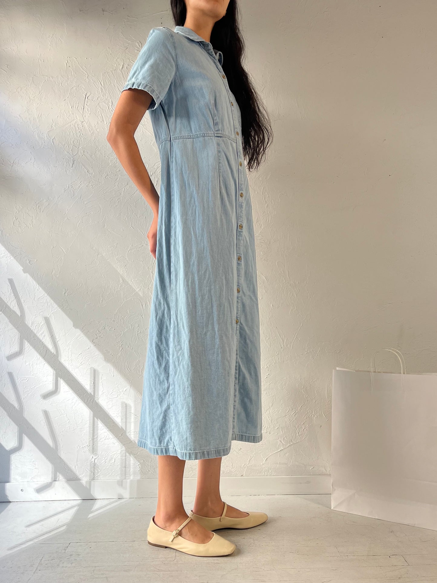 90s ‘Cherokee’ Button Up Denim Dress / Medium