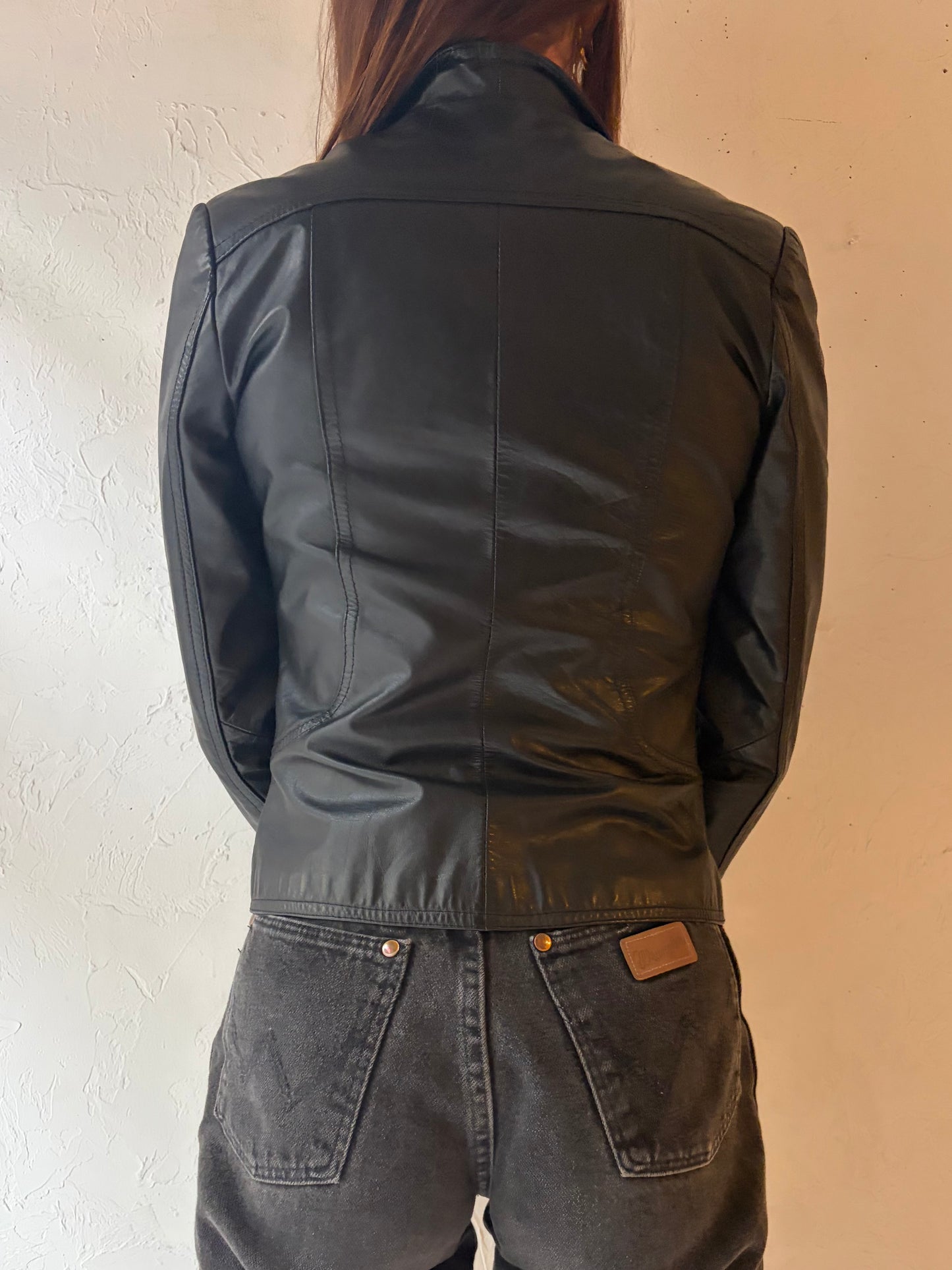 90s 'Wilson' Black Leather Jacket / XSmall